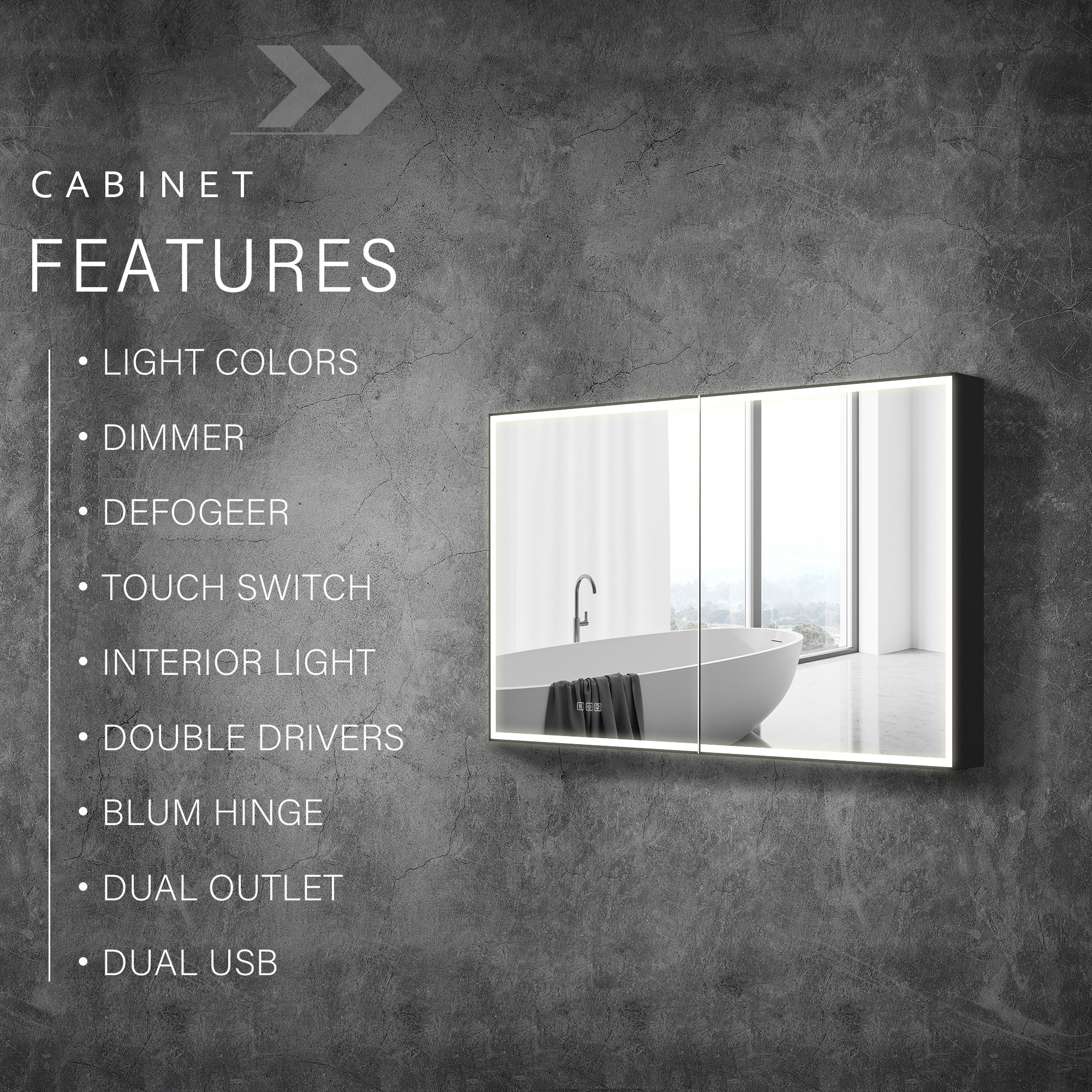 30'' H Recessed Or Surface Wall Mounted LED Mirror Cabinet With Mirror And Adjustable Shelves,Black Frame