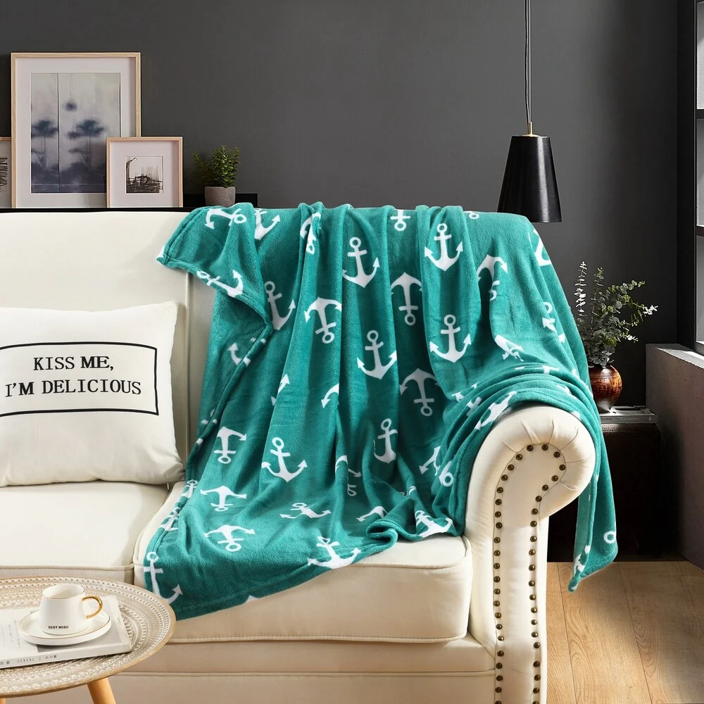 Anchor Fleece Throw Blanket 50 By 60 Inches