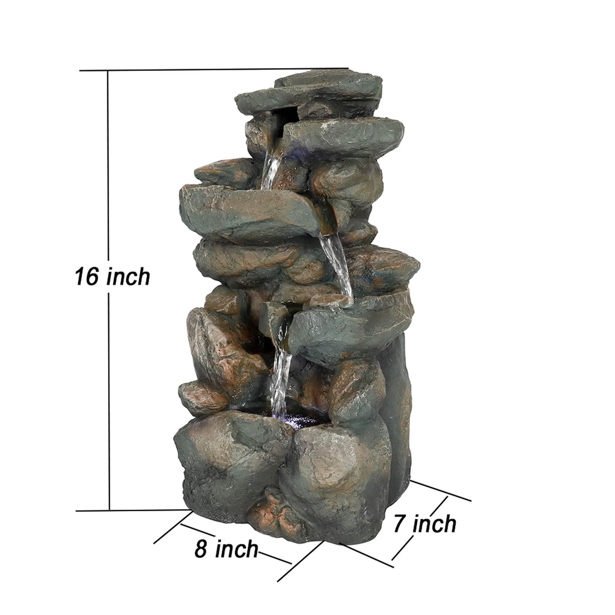 4 Tier Indoor Water Fountain Resin Rockery for Home Office