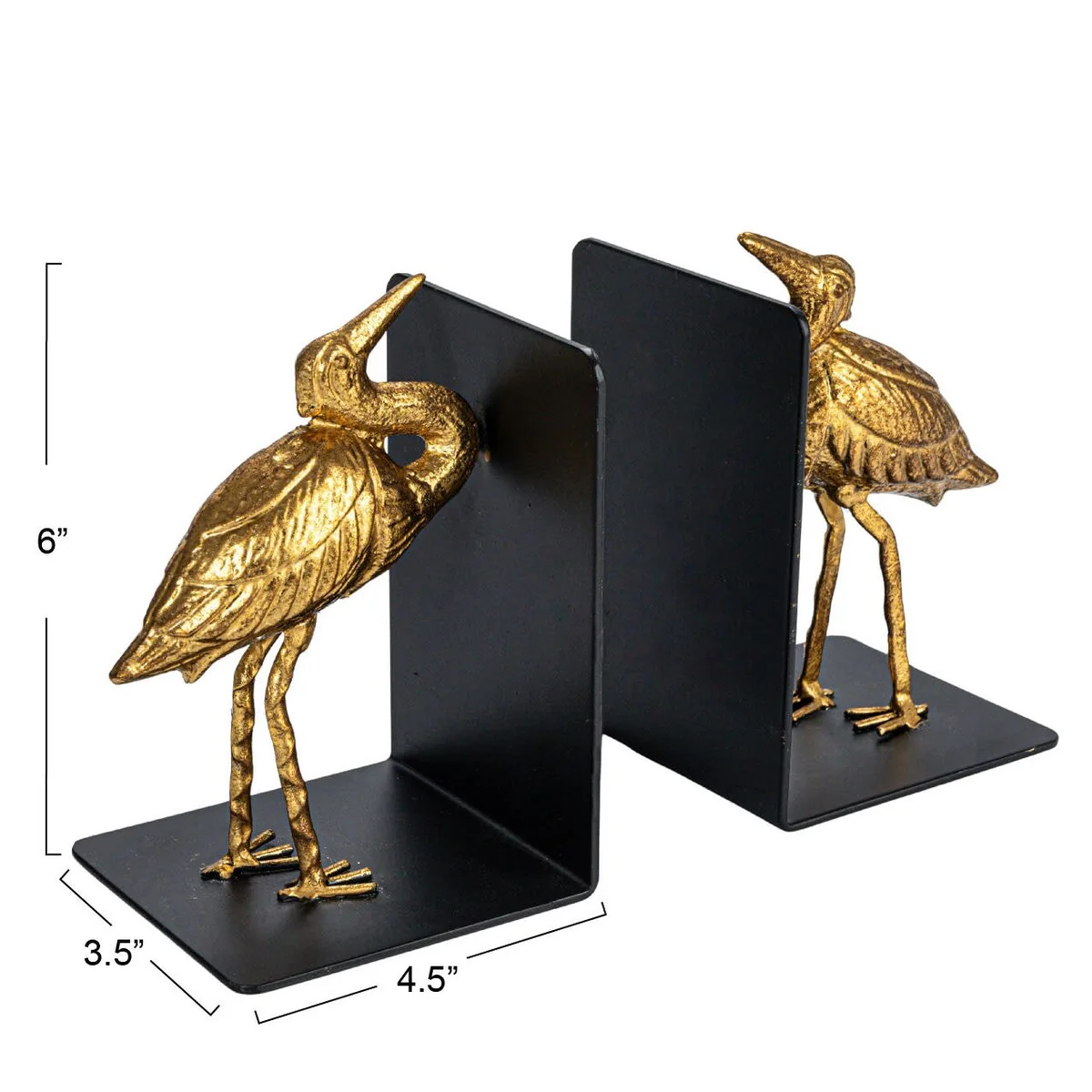 Decorative Cast Iron Bird Bookends, Set of 2 - 4.4