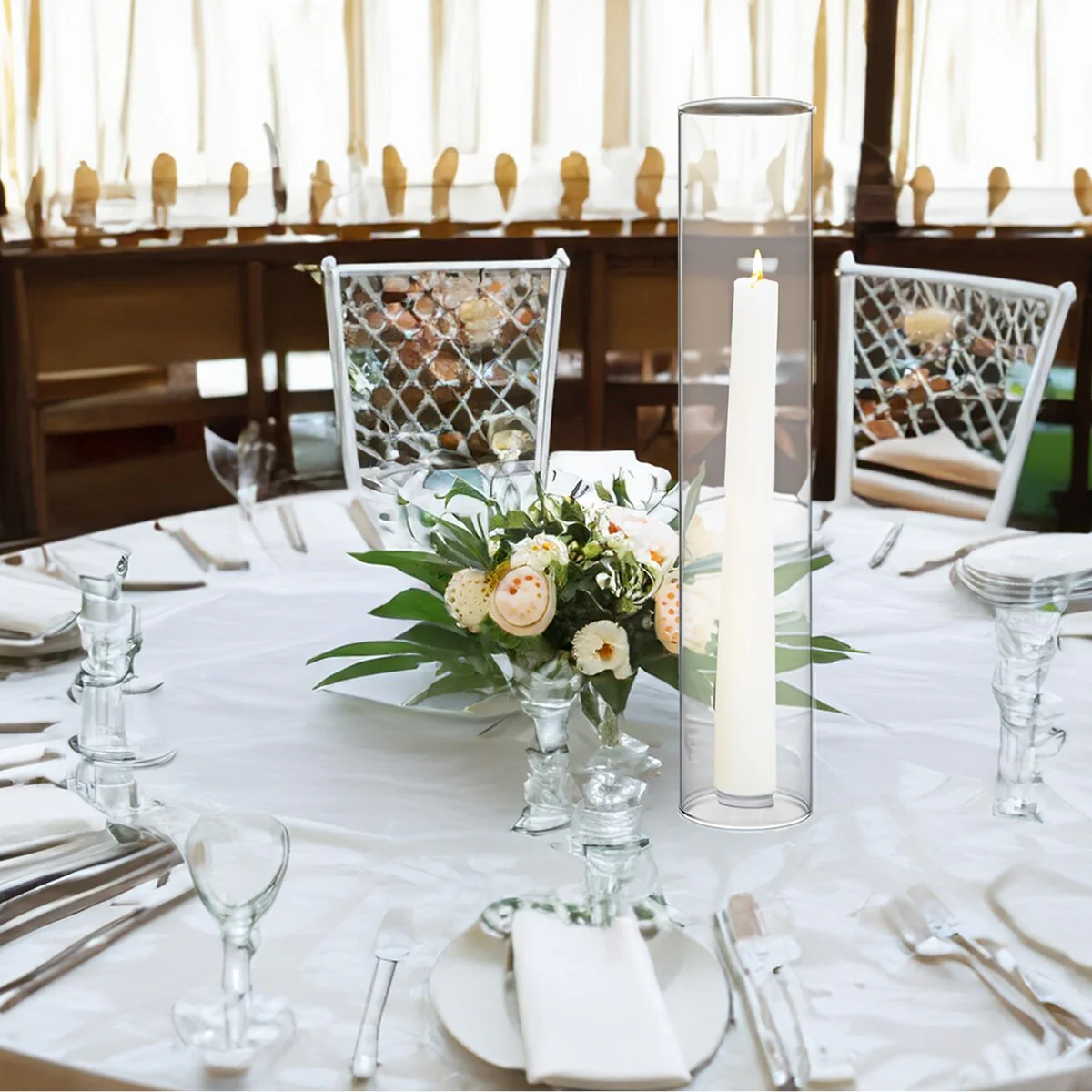 Clear Glass Cylinder Hurricane Chimney Tube, Candle Cover - 1 Piece