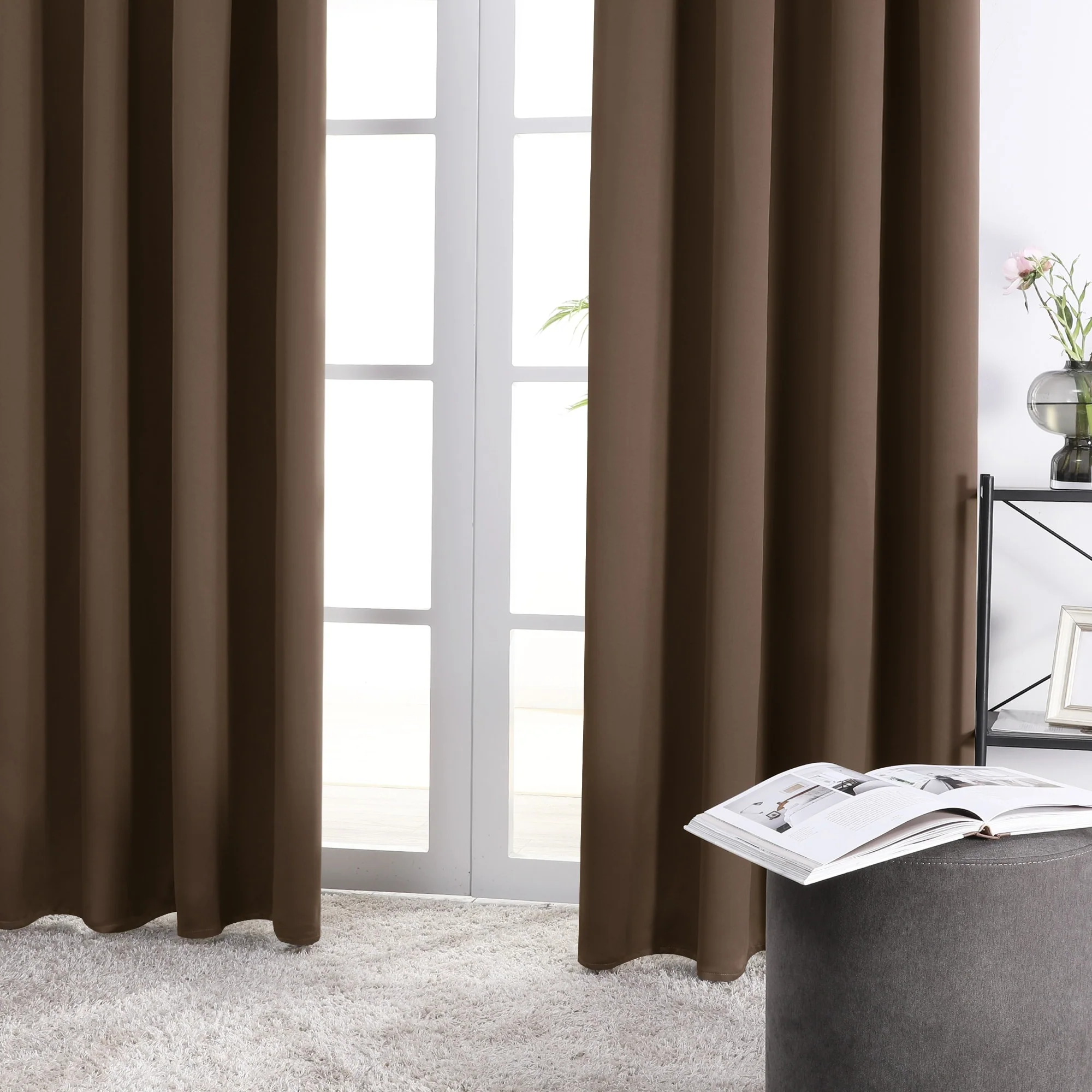 Deconovo Solid Rod Pocket Curtain Panel Pair (2 Panel)