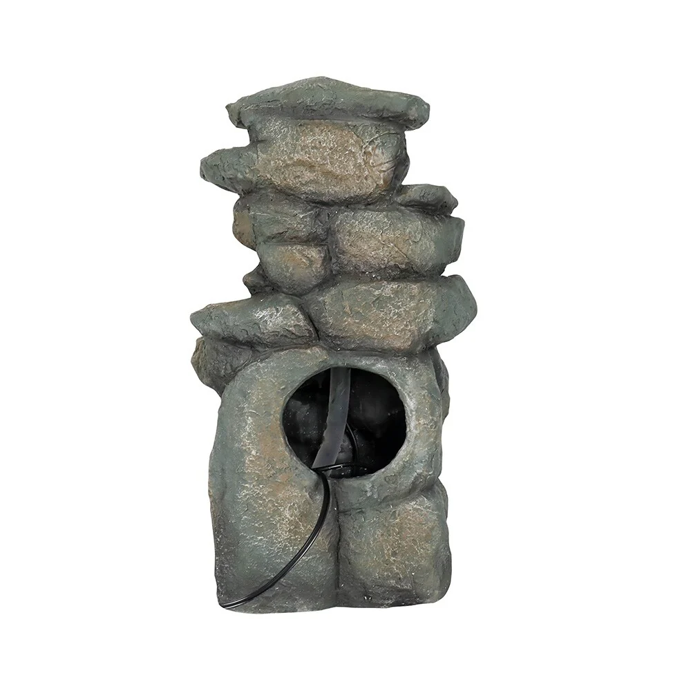 5-Tier Rock Falls Cascading Tabletop Water Fountain with LED Lights