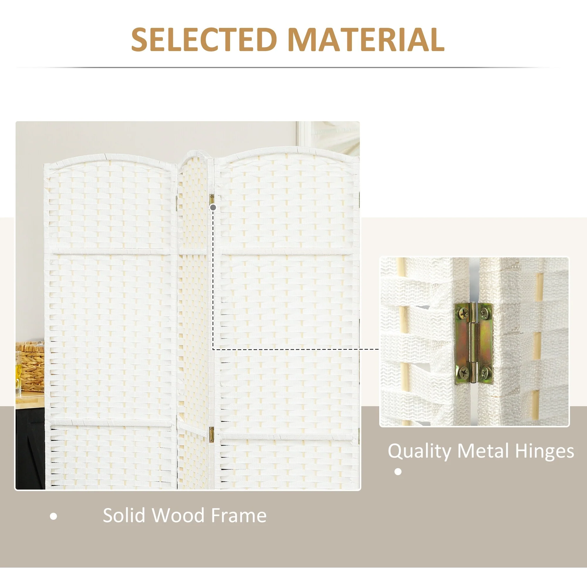 HOMCOM Room Divider, 6 Panel Folding Privacy Screen, 5.6' Tall Freestanding Wall Partition