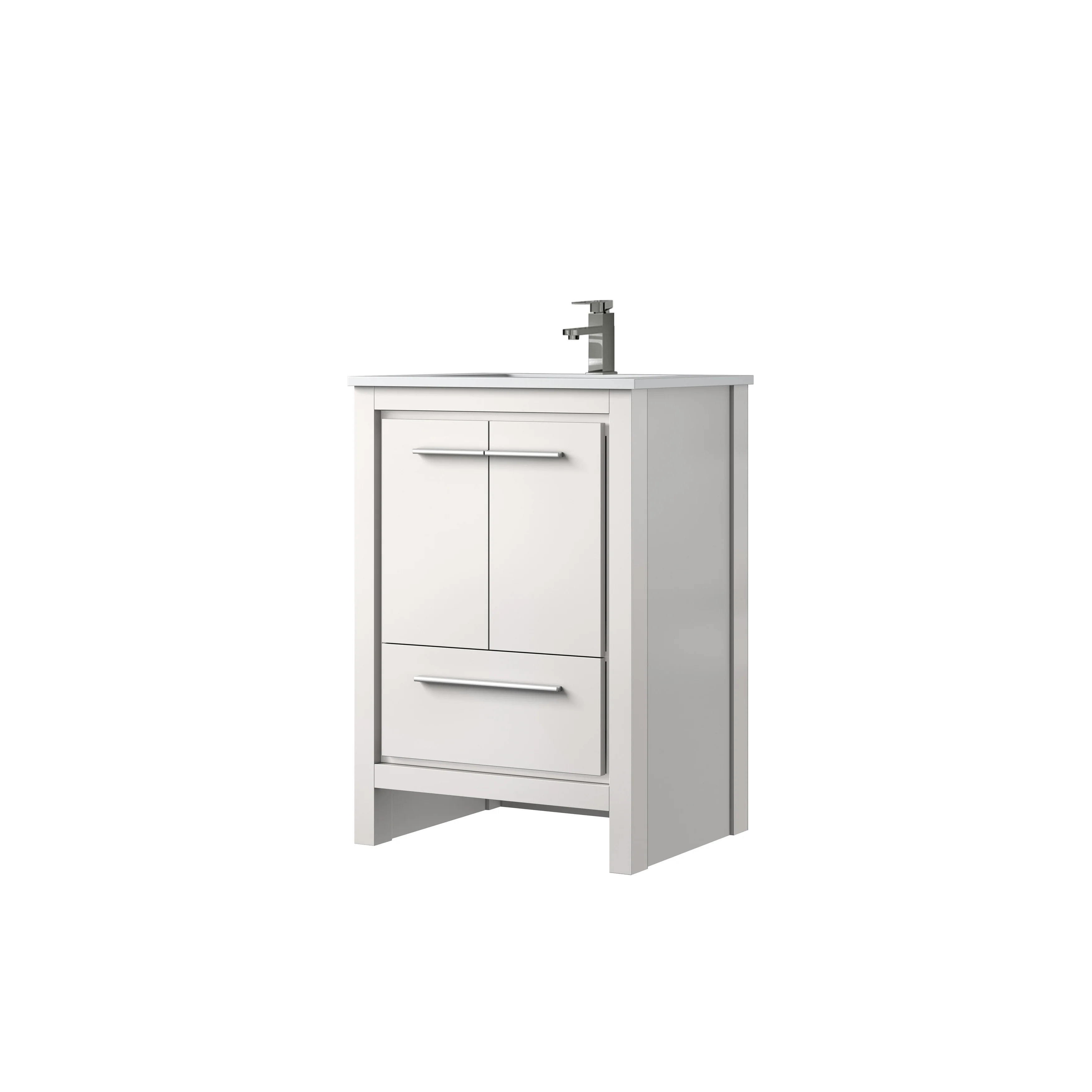 Lafarre Bath Vanity Cultured Marble Top, Sink and Rose Gold Faucet