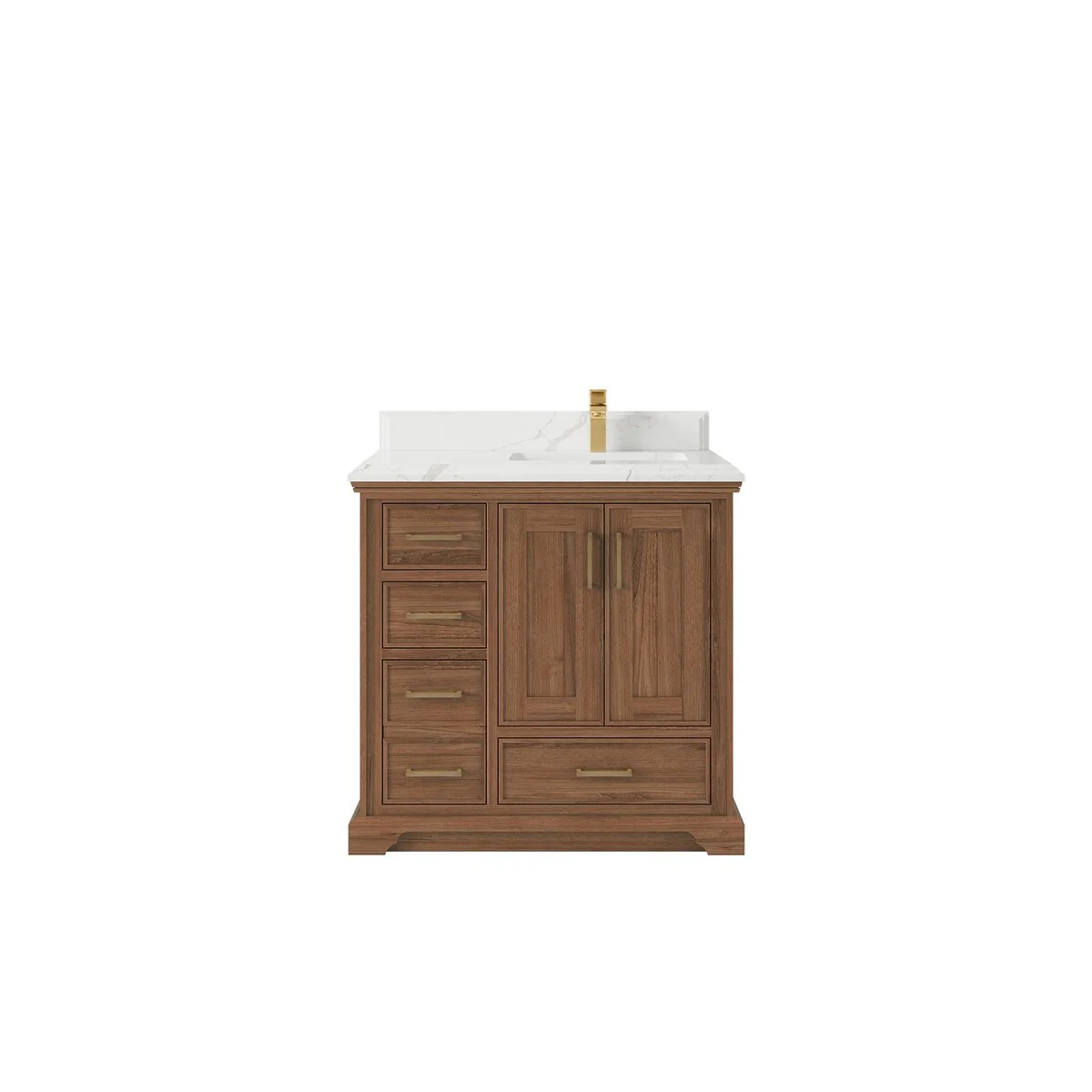 Willow Collections 36 in. W x 22 in. D Charlotte Teak Right Offset Sink Bathroom Solid Teak Vanity with Countertop