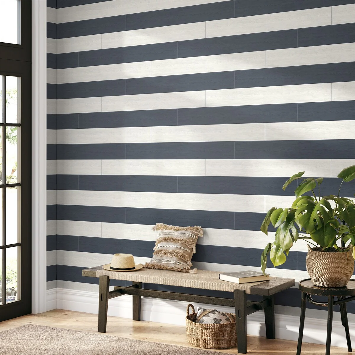 NextWall Two Toned Shiplap Peel and Stick Wallpaper