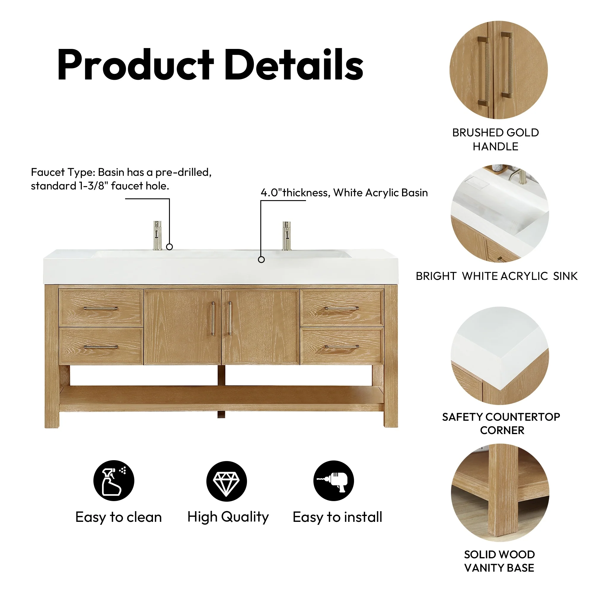 Vera Bath Vanity with Integrated Stone Sink Top and Mirror