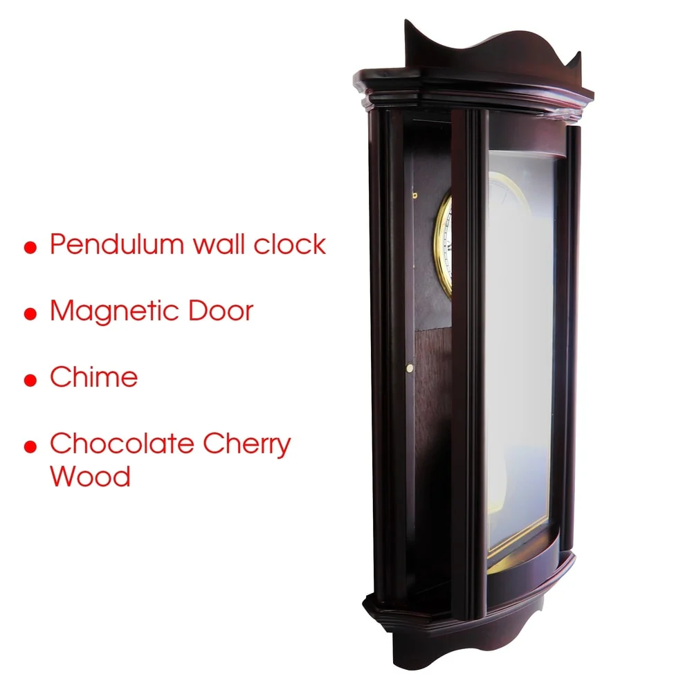 Bedford Clock Collection 25In Wall Clock Chocolate Cherry Finish