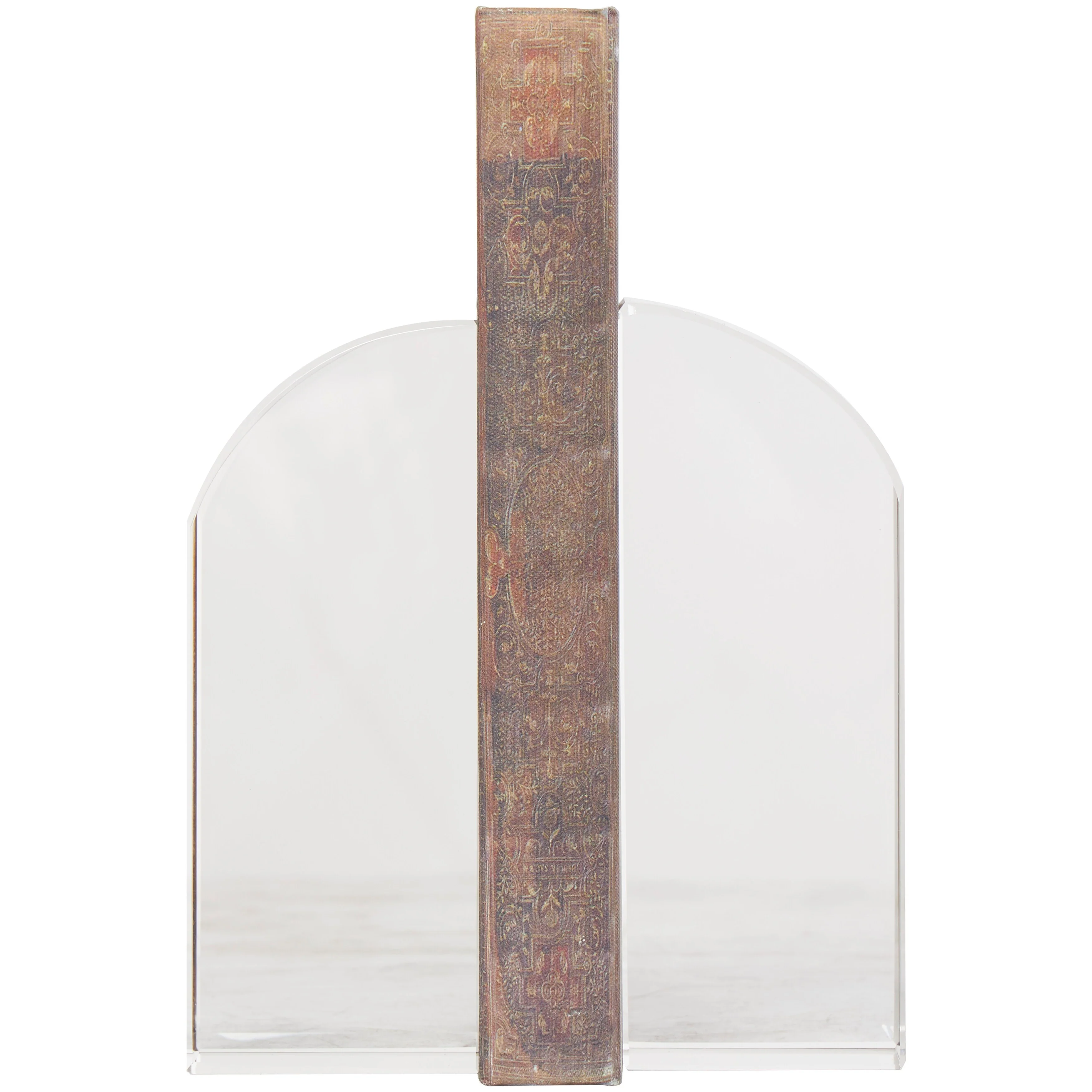 Clear Crystal Arched Geometric Decorative Bookends (Set of 2)