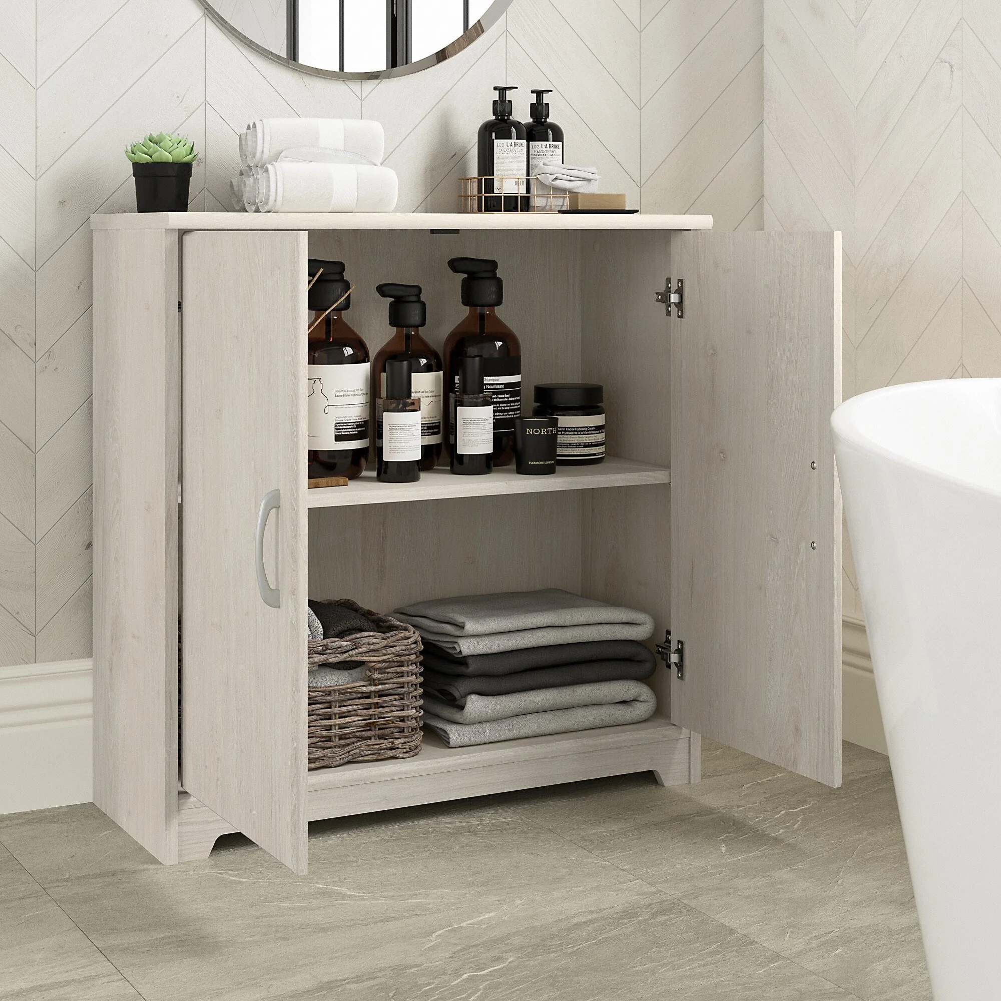 Cabot Small Bathroom Storage Cabinet with Doors by Bush Furniture