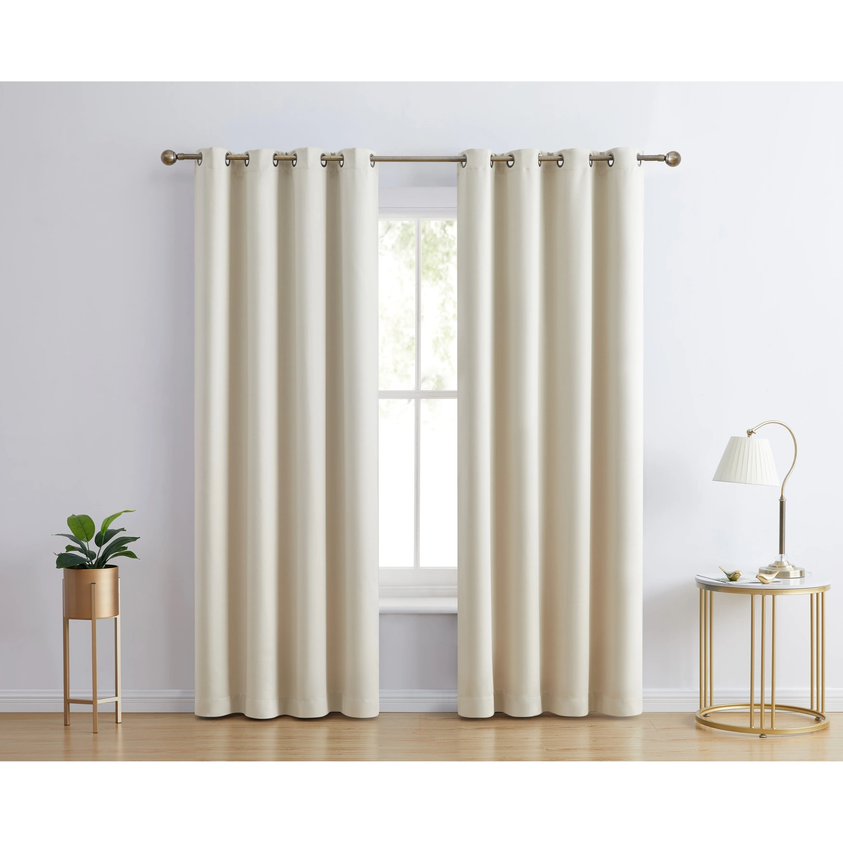 HLC.me Laurance 100% Blackout Curtains - Thermal Insulation Energy Efficient Grommet Window Curtains, Set of 2