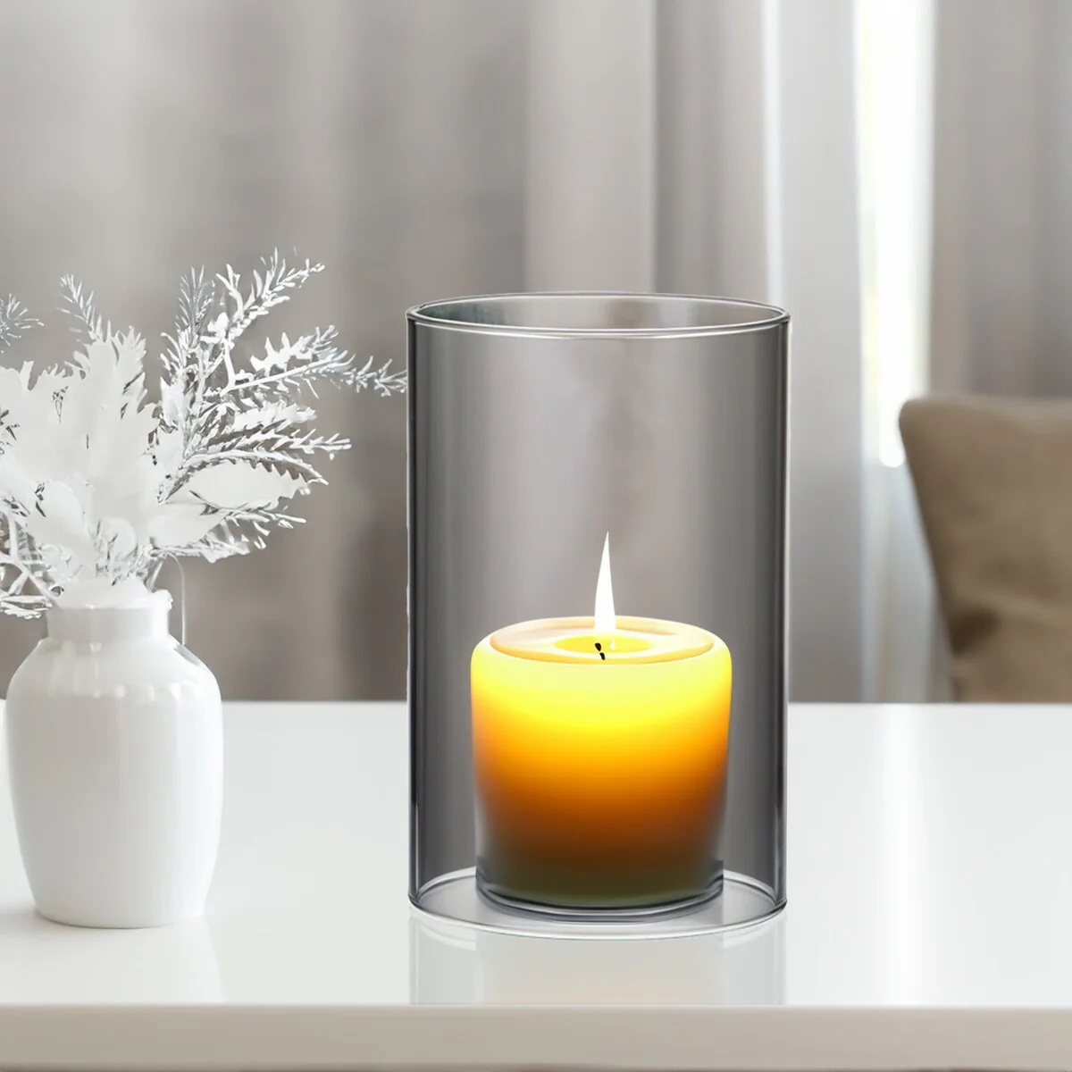 Clear Glass Cylinder Hurricane Chimney Tube, Candle Cover - 1 Piece