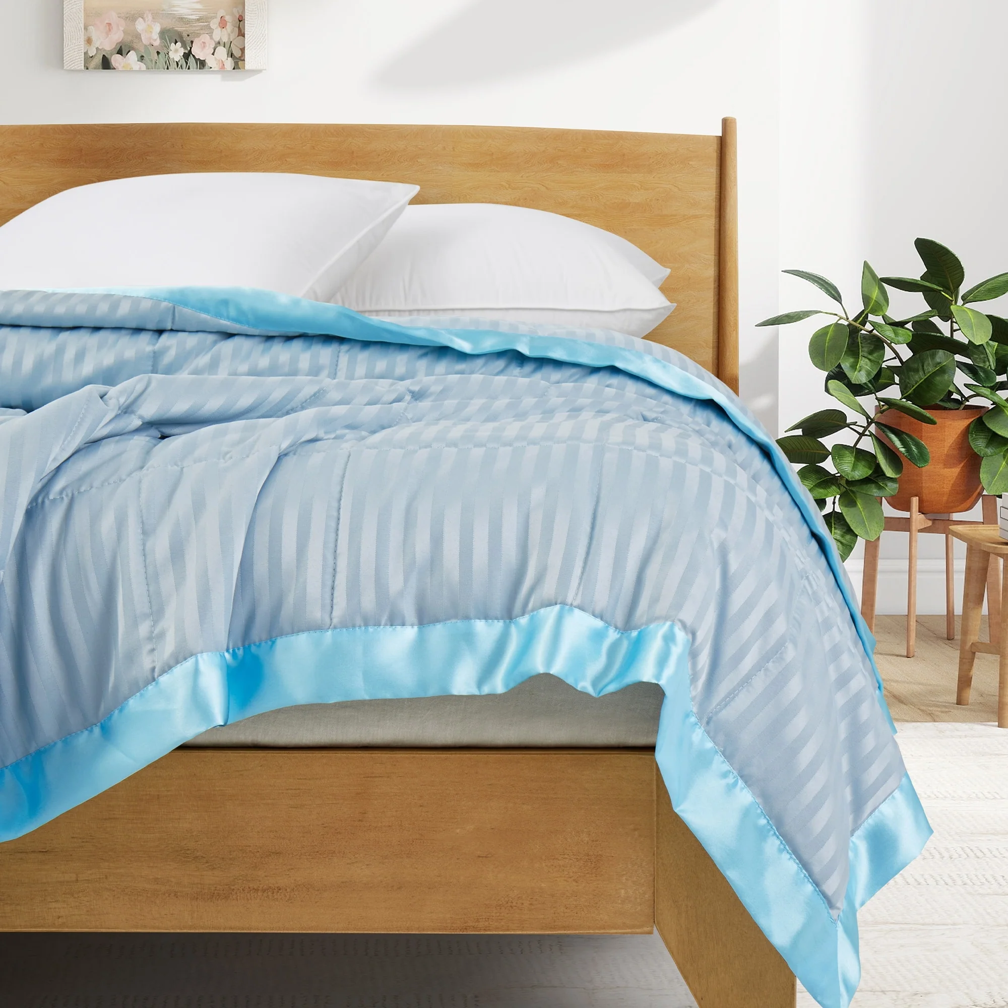 Hotel Quality Luxury All Season Jacquard Soft Bed Blanket with Satin Trim, Cozy and Warm