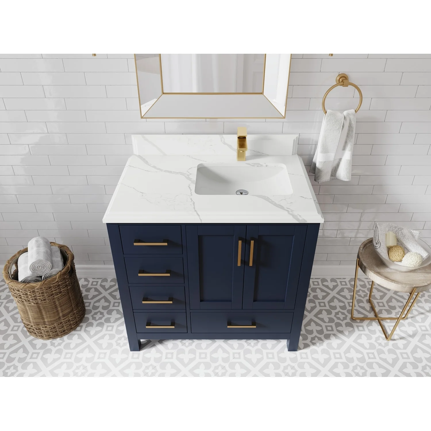 Willow Collections 36 in. W x 22 in. D Malibu Right Offset Sink Bathroom Vanity with Countertop