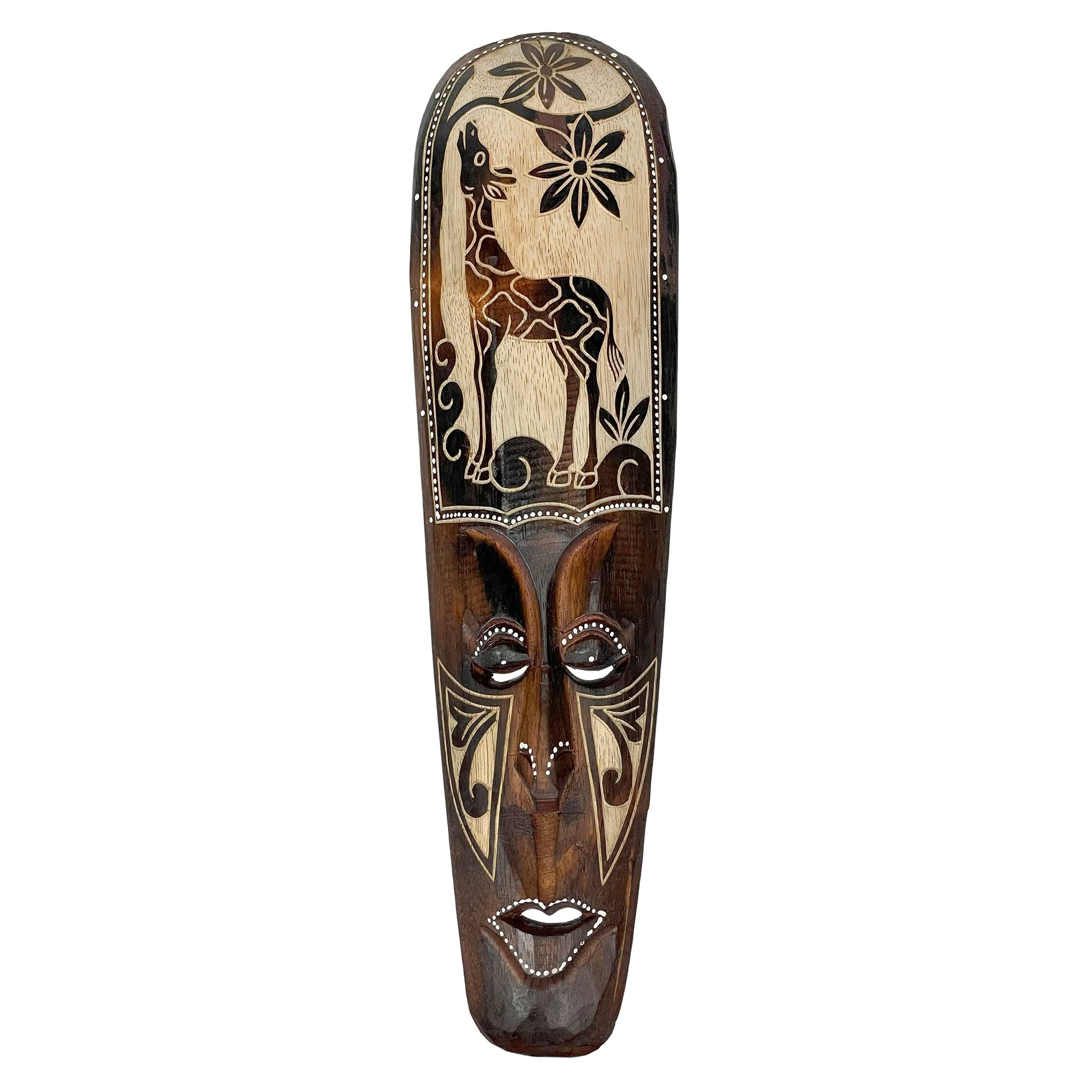 Zeckos 20In African Animal Hand Carved Wood Wall Masks (Set Of 5)