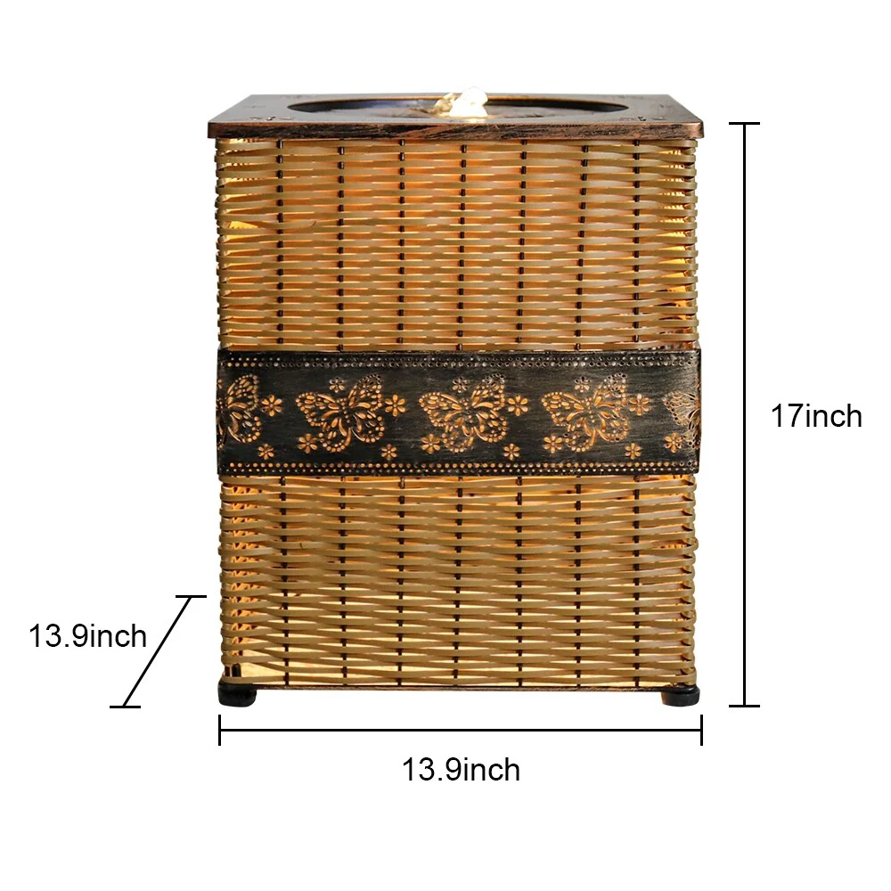 Indoor Rattan Water Fountain with LED Light for Home and Office Decor