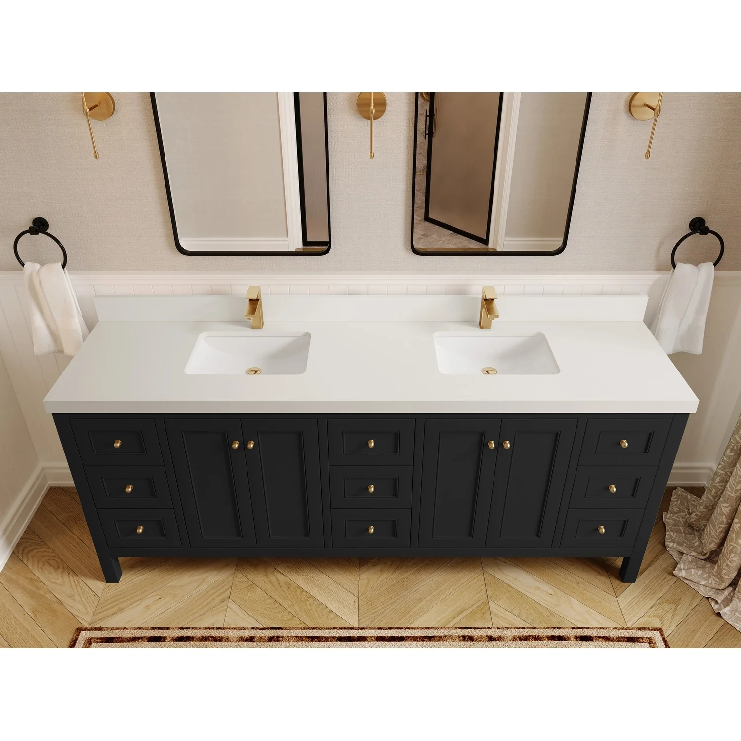 Willow Collections 84 in. W x 22 in. D Nashville Double Bowl Sink Bathroom Vanity with Countertop