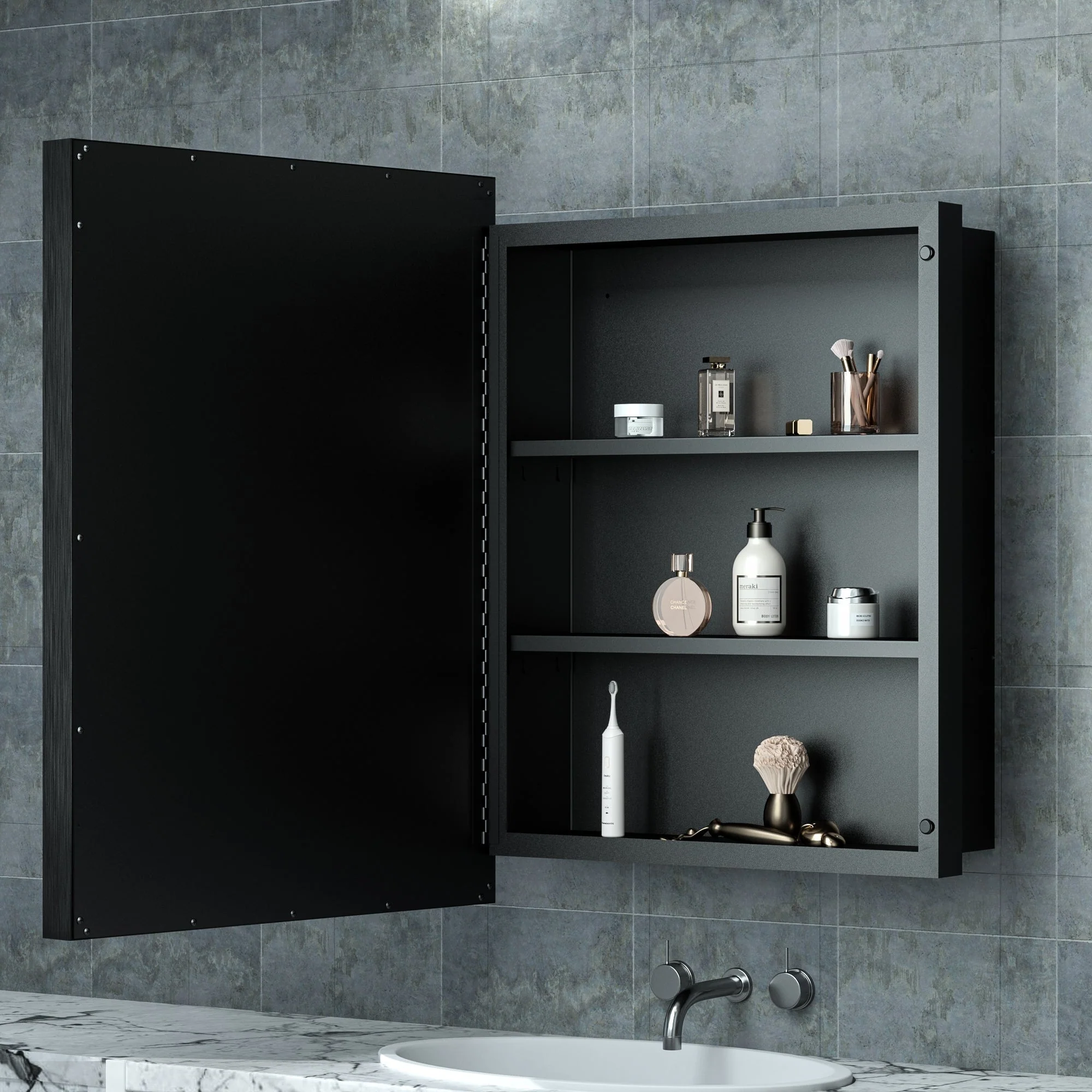 TokeShimi Medicine Cabinets for Bathroom with Mirror, Beveled Framed