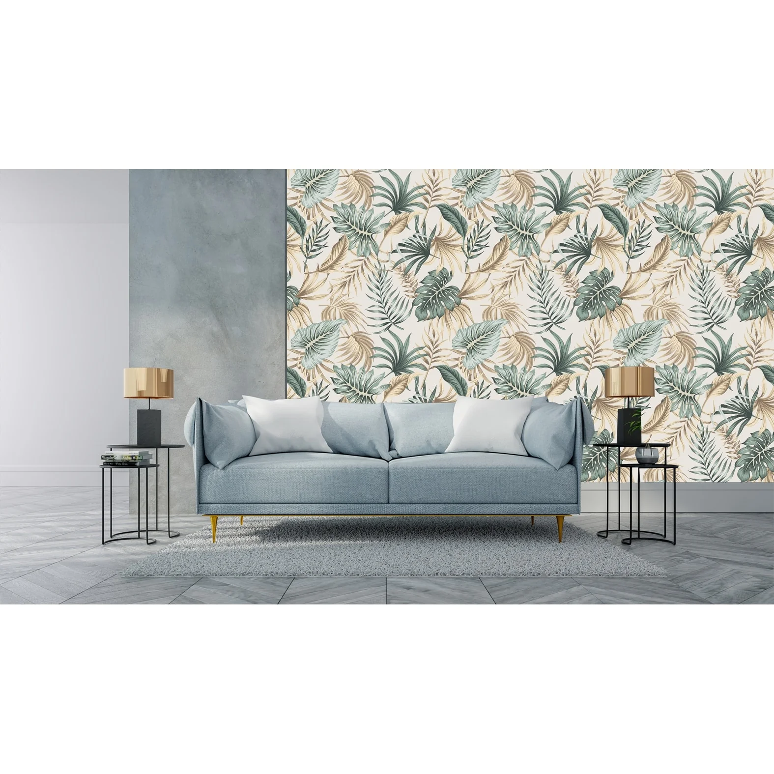 Botanical Green Leaves Removable Wallpaper - 10'ft H x 24''inch W