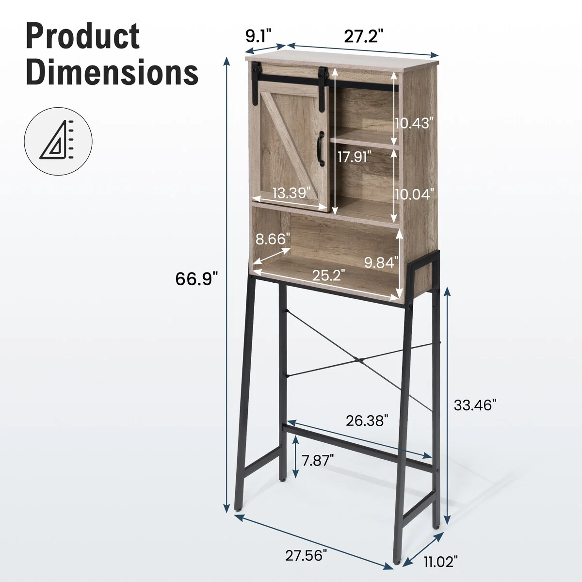Over-The-Toilet Storage Cabinet Bathroom Organizer with Adjustable Shelf