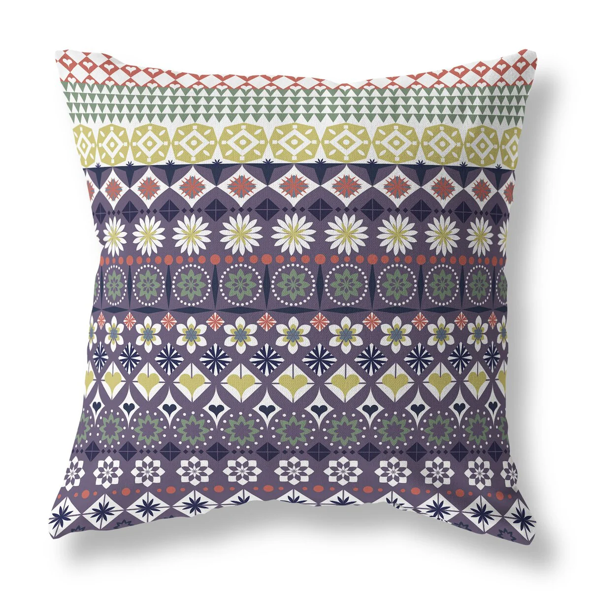 Violet And Mustered Shape Synergy Indoor/Outdoor Throw Pillow Zipper