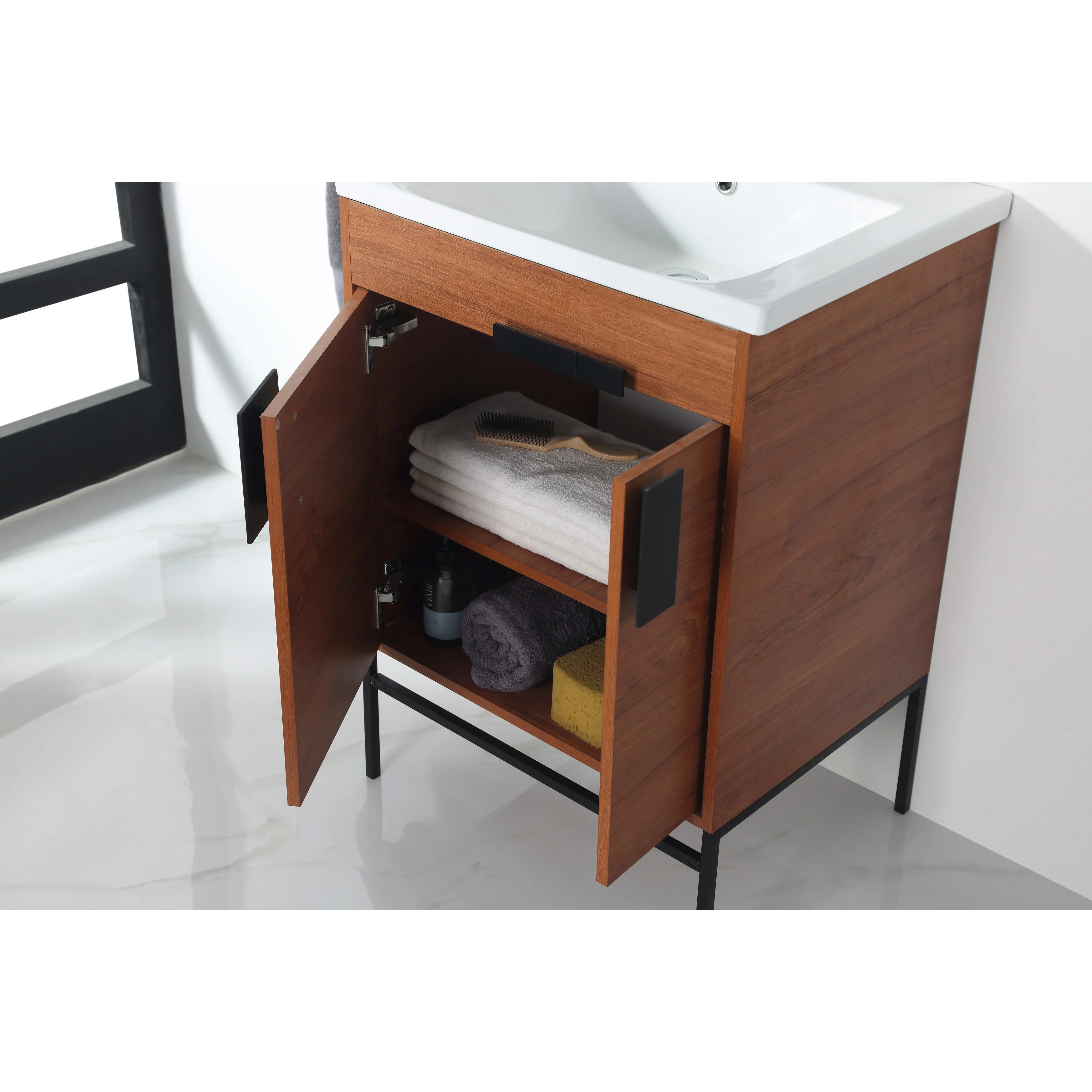 24-inch Modern Bathroom Vanity Set w/ Vitreous China Sink Top