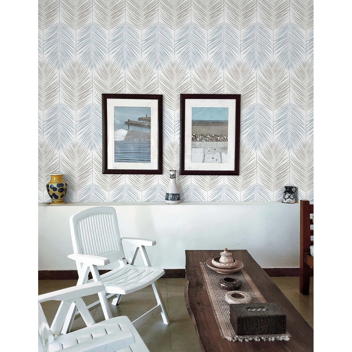 NextWall Two Toned Palm Peel and Stick Wallpaper