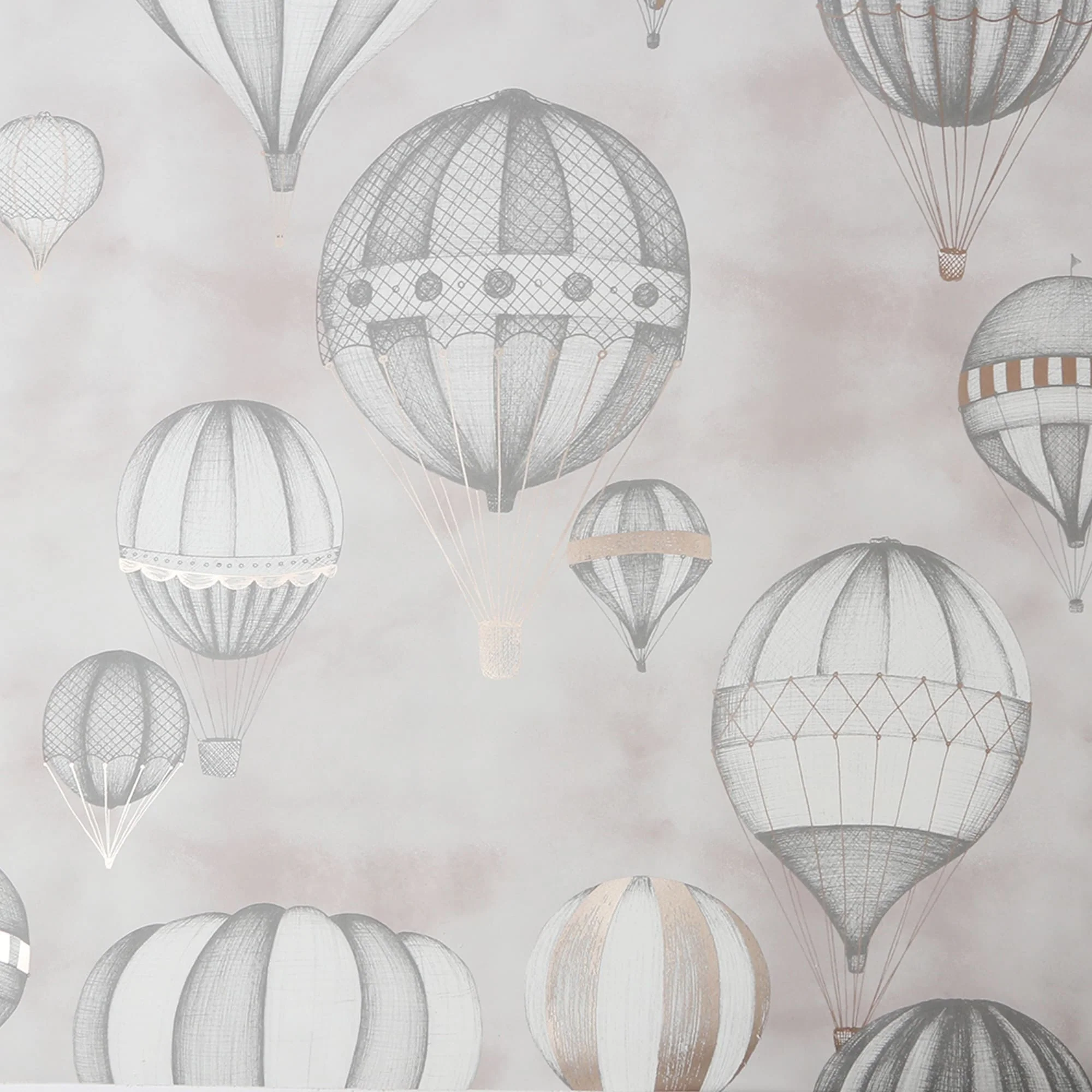 Balloon Fiesta Grey and Rose Gold Wallpaper - N/A