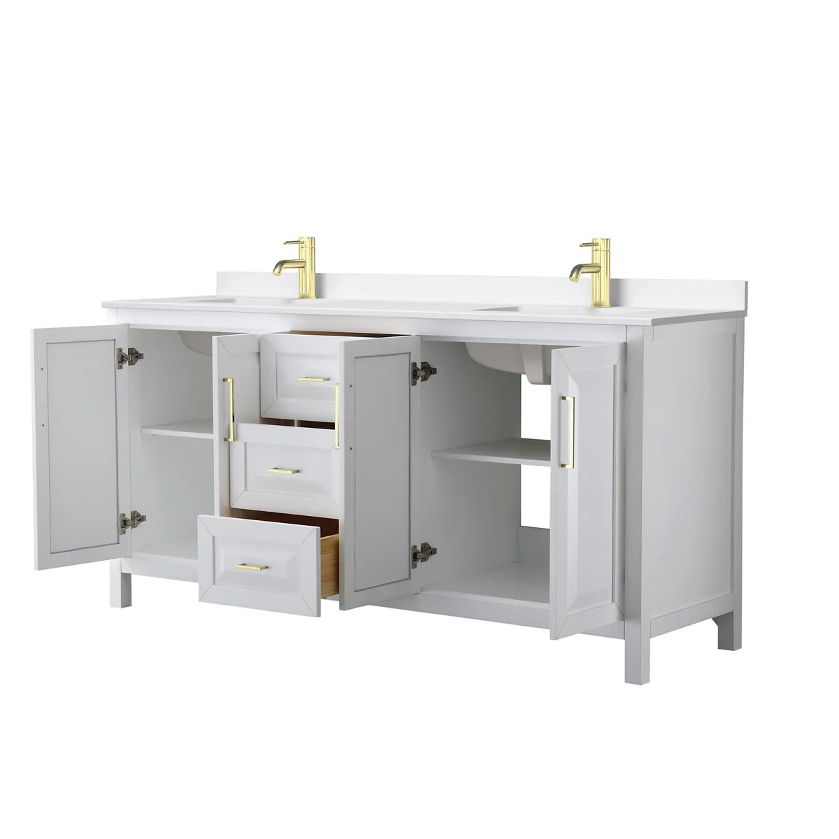 Daria 72-inch Double Vanity, Single Hole Quartz Top