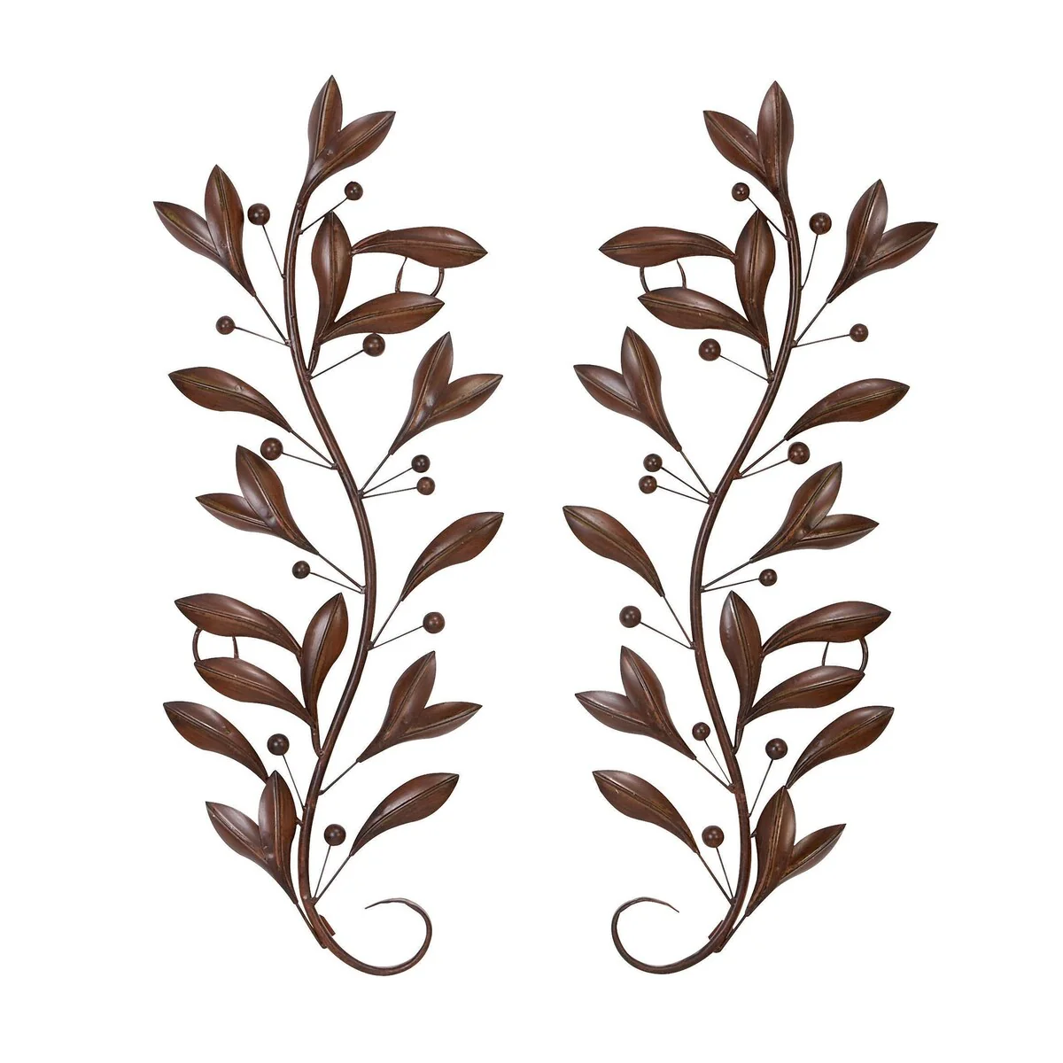 Metal Leaf Vine Home Wall Decor - Set of 2 Brown - Roche River Decor