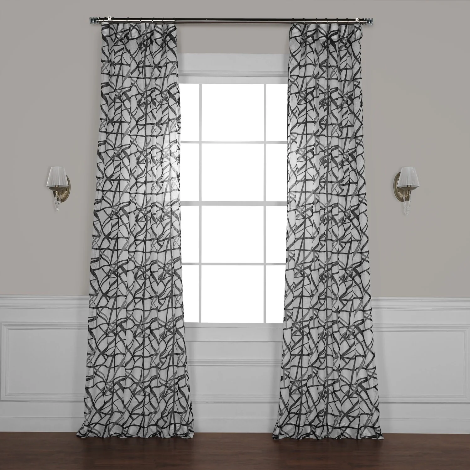 Exclusive Fabrics Matrix Printed Faux Linen Sheer Curtain (1 Panel)