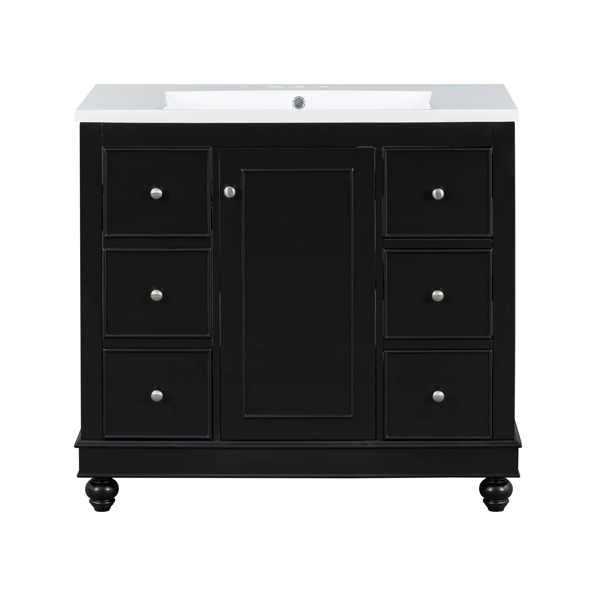 Bathroom Vanity with Sink, Bathroom Vanity Cabinet with 4 Drawers and 1 Door, Storage Cabinet with Adjustable Shelves