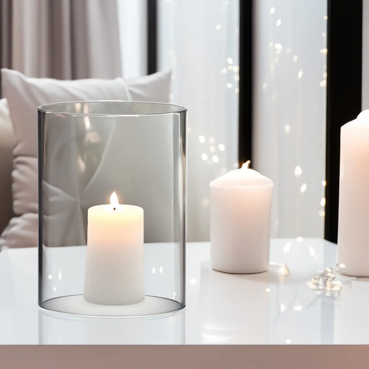 Clear Glass Cylinder Hurricane Chimney Tube, Candle Cover - 1 Piece