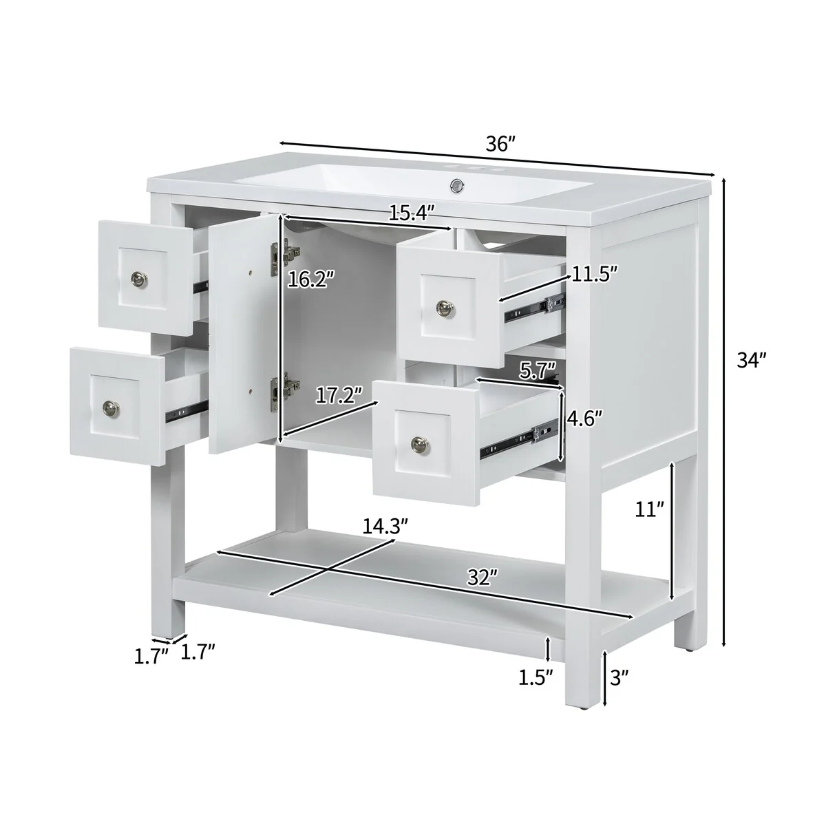 Free Standing Vanity with Solid Wood Frame