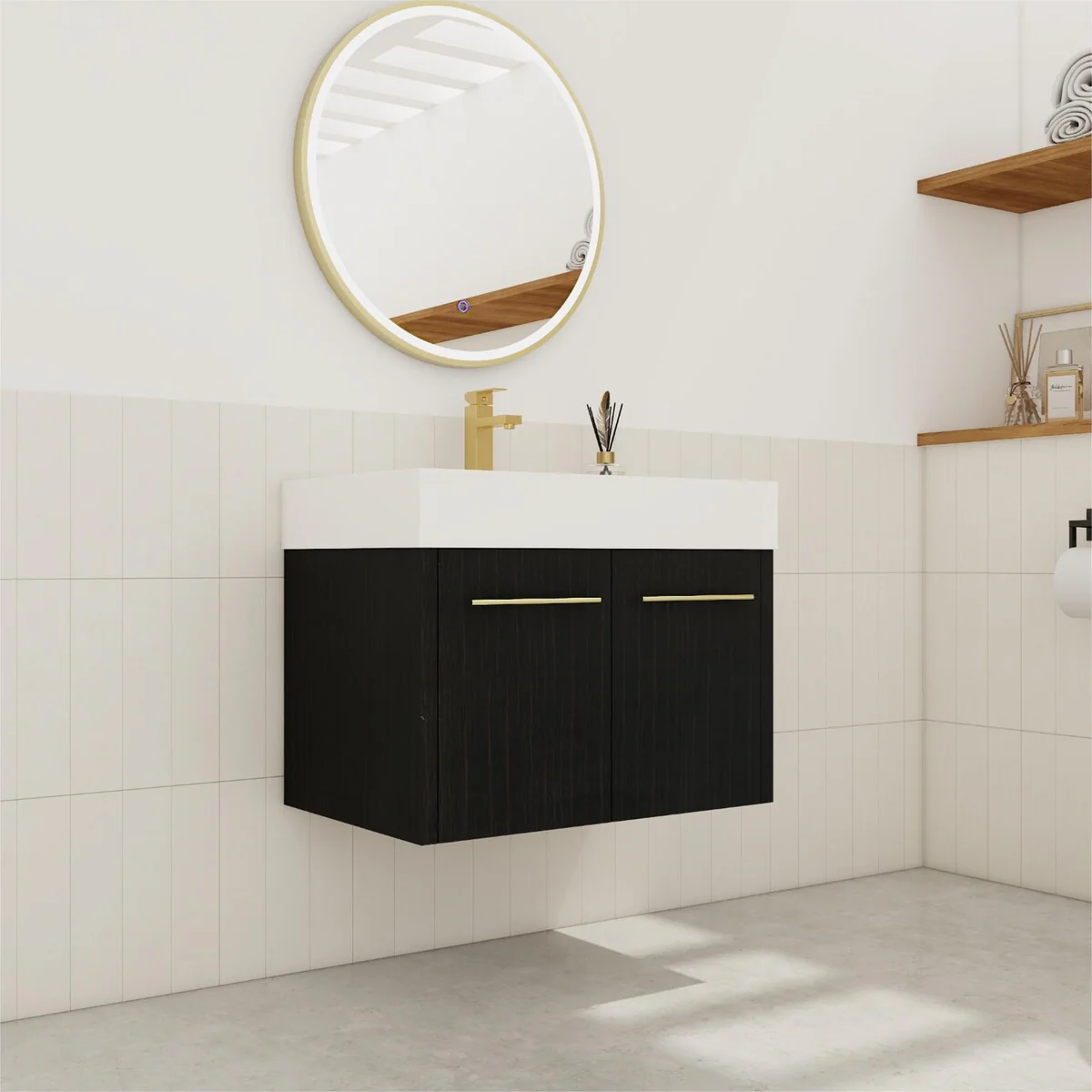 Bathroom Vanity With Sink In 24/30/36 Inch, Floating Bathroom Vanity with Soft Close Door