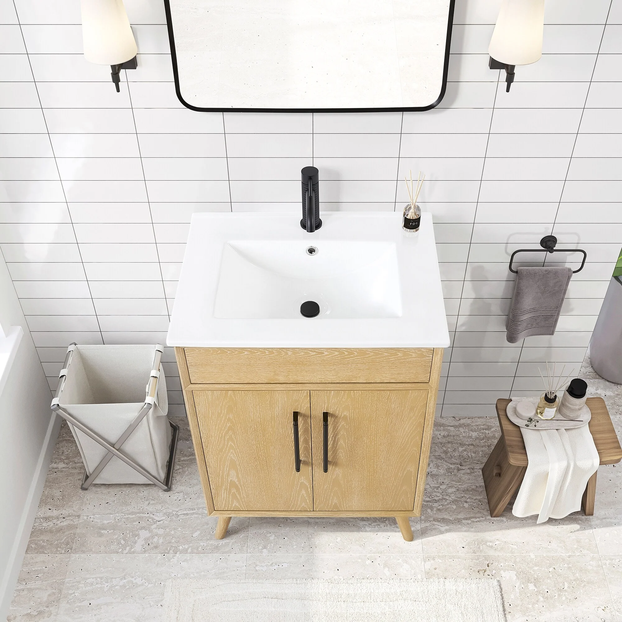 Delhi Bath Vanity with White Ceramic Basin Top without Mirror