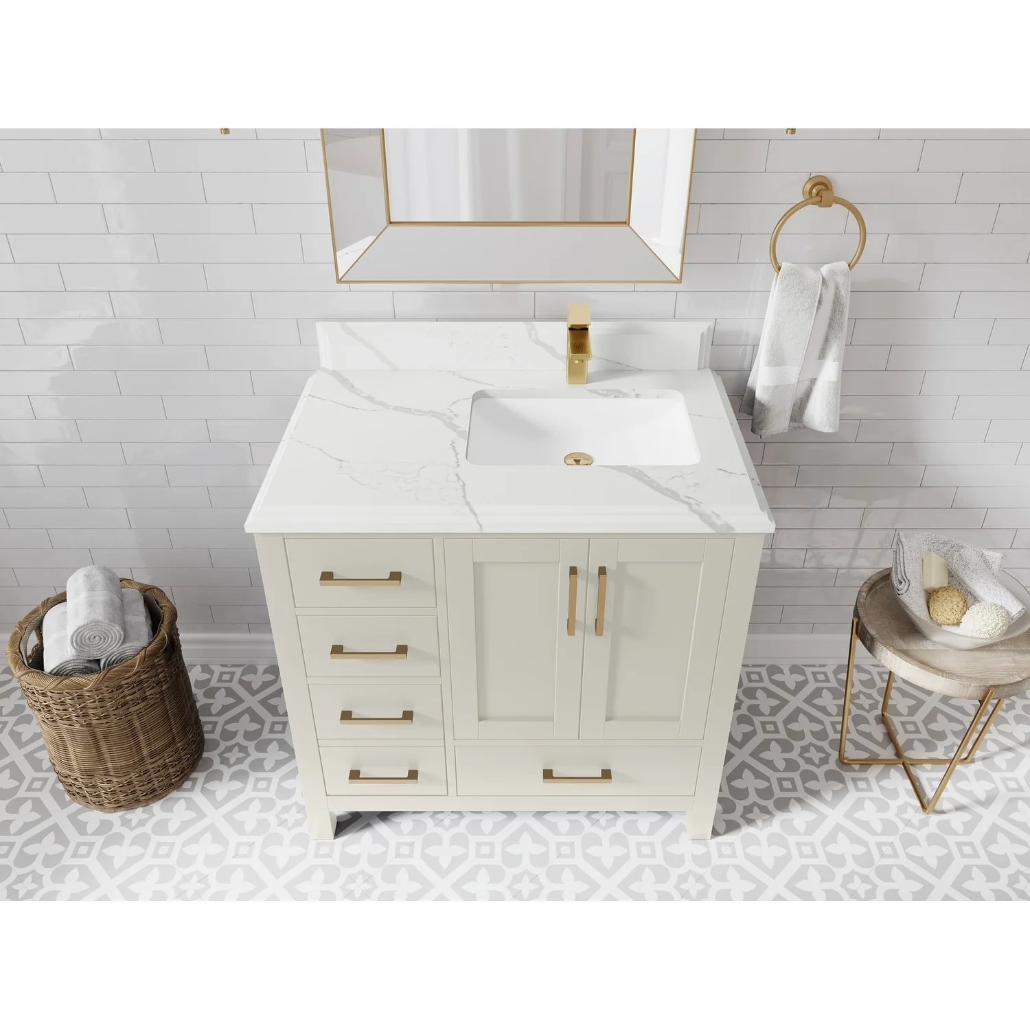 Willow Collections 36 in. W x 22 in. D Malibu Right Offset Sink Bathroom Vanity with Countertop