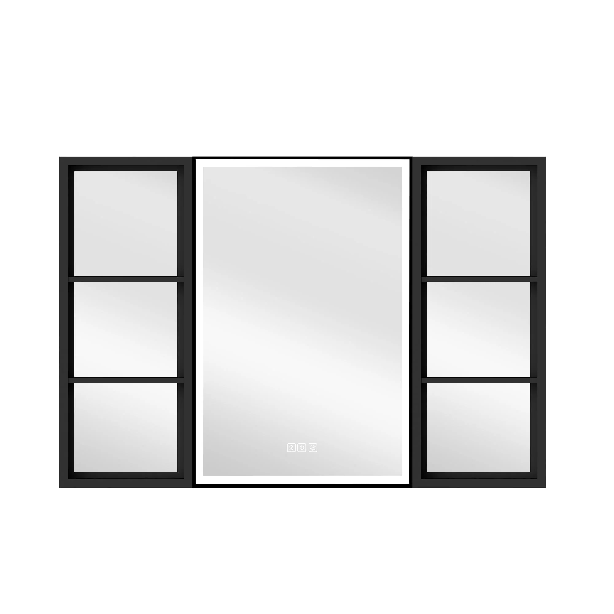 30 in. H Recessed or Surface Wall Mounted LED Mirror Cabinet With Black Side Cabinet