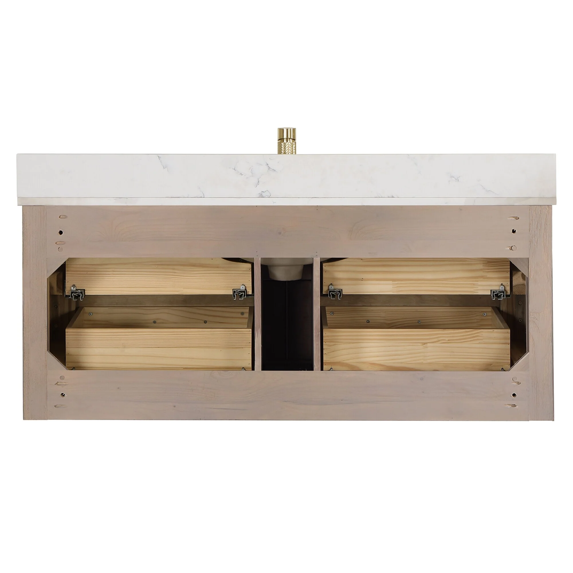 Cristo Floating Bath Vanity with White Quartz Stone Top and Mirror
