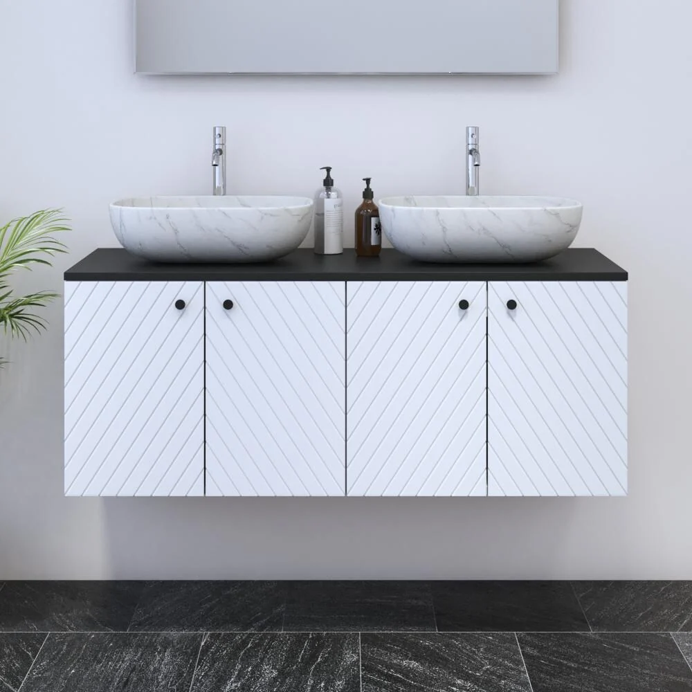 Avela 4D 120 Double Sink Floating Bathroom Vanity (48