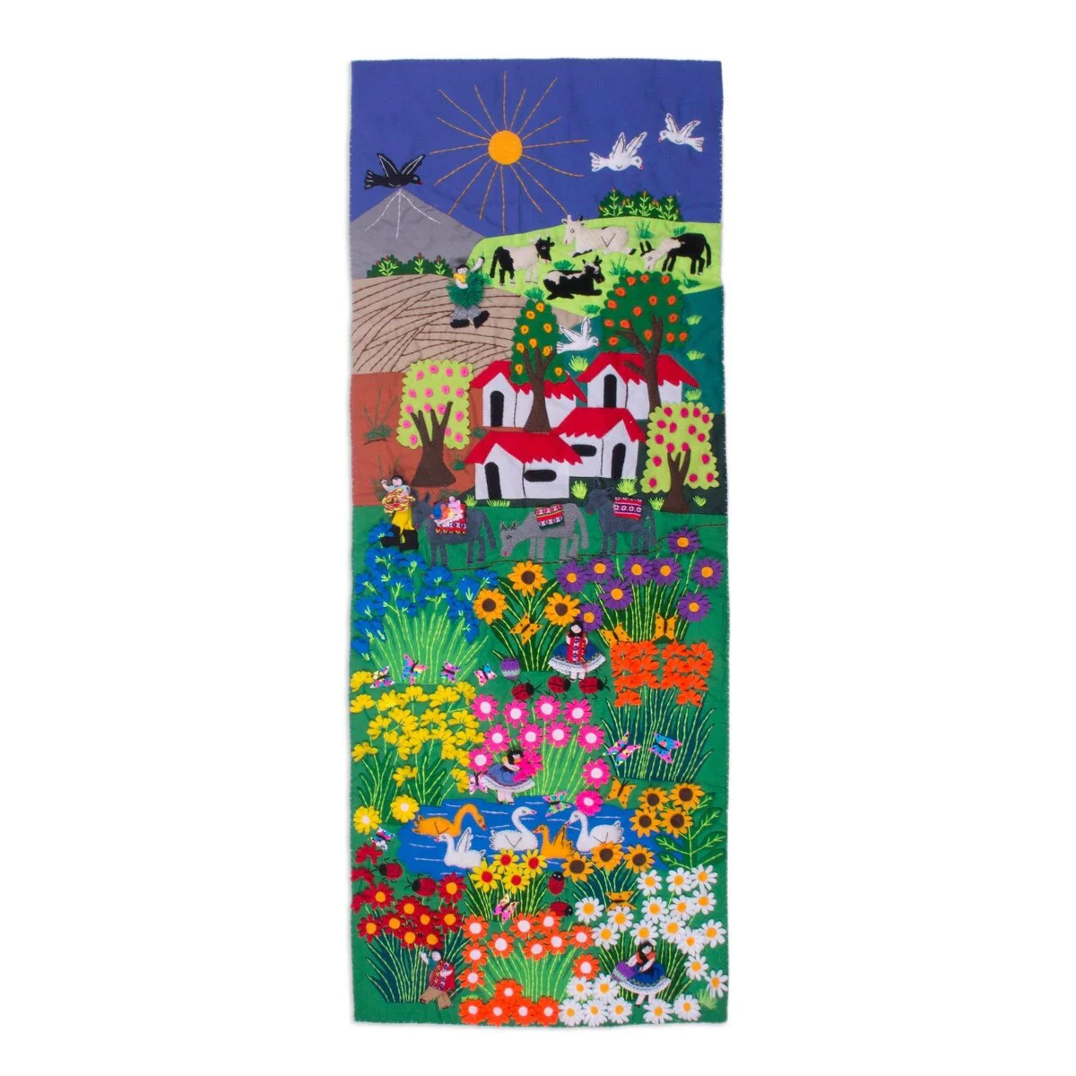 Handmade Cotton arpillera wall hanging (Peru)