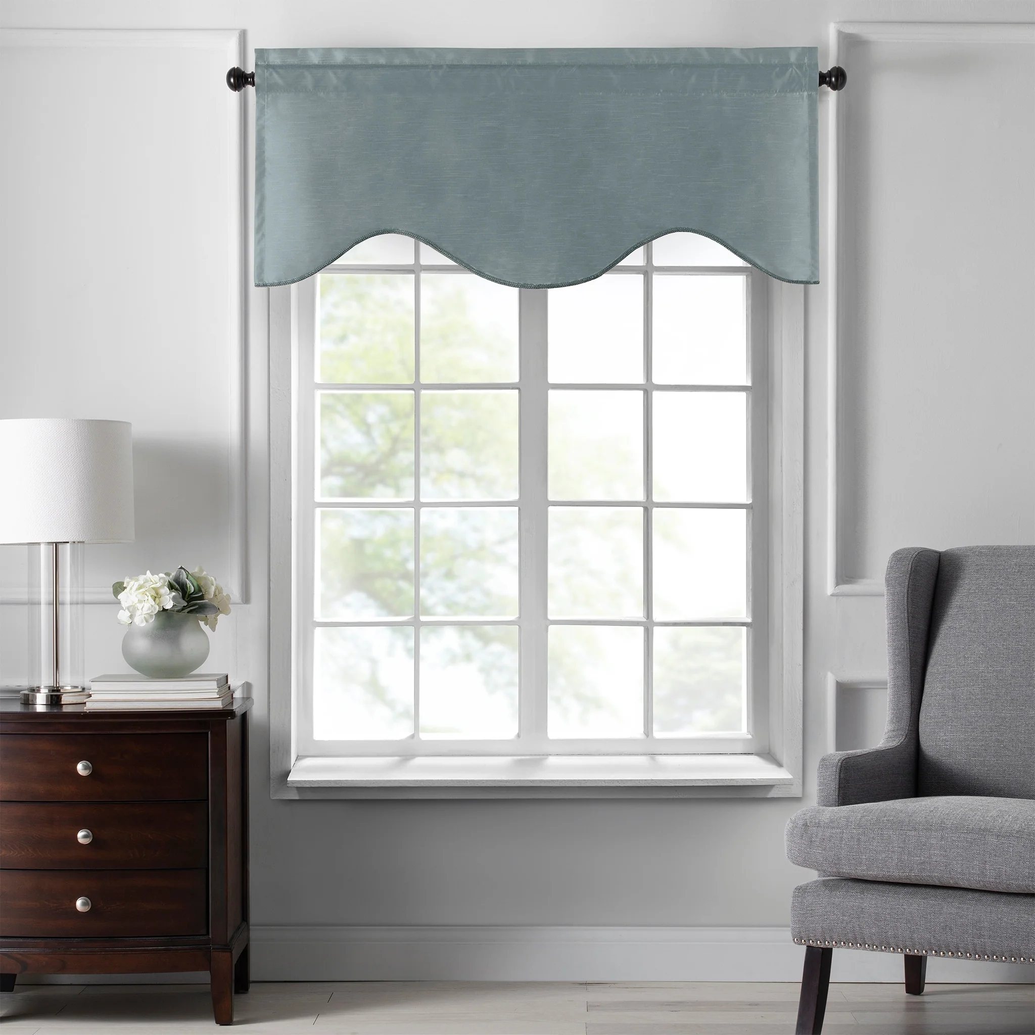 Gracewood Hollow Foster Faux Silk Scalloped Window Valance - 50