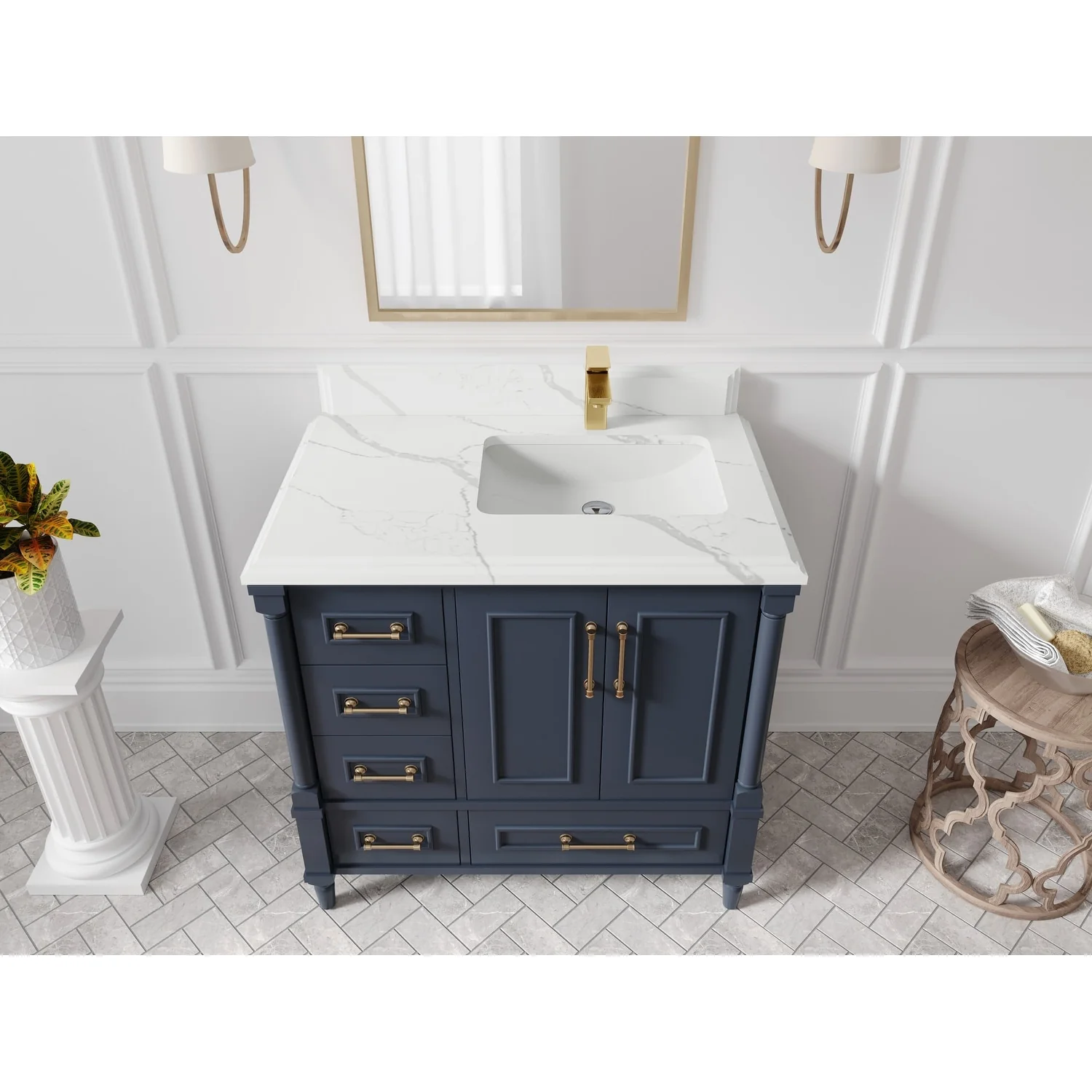 Willow Collections 36 in. W x 22 in. D Aberdeen Right Offset Sink Bathroom Vanity with Countertop