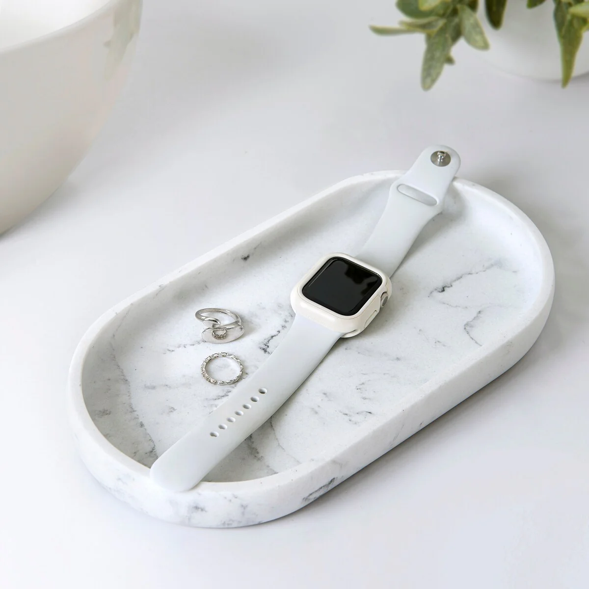 Legends Resin Vanity Tray - White/Black Marble