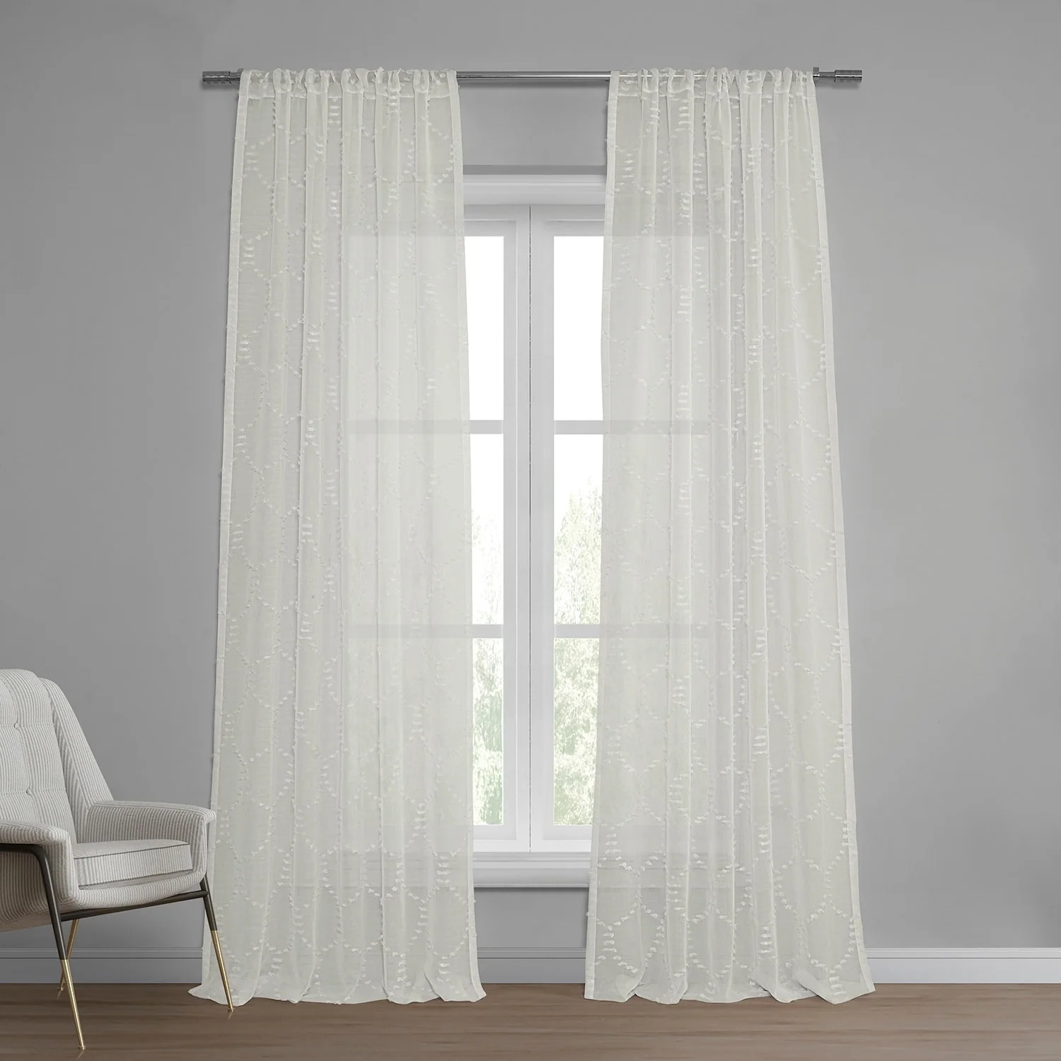 Exclusive Fabrics Marseille Shell Patterned Linen Sheer Curtain (1 Panel)