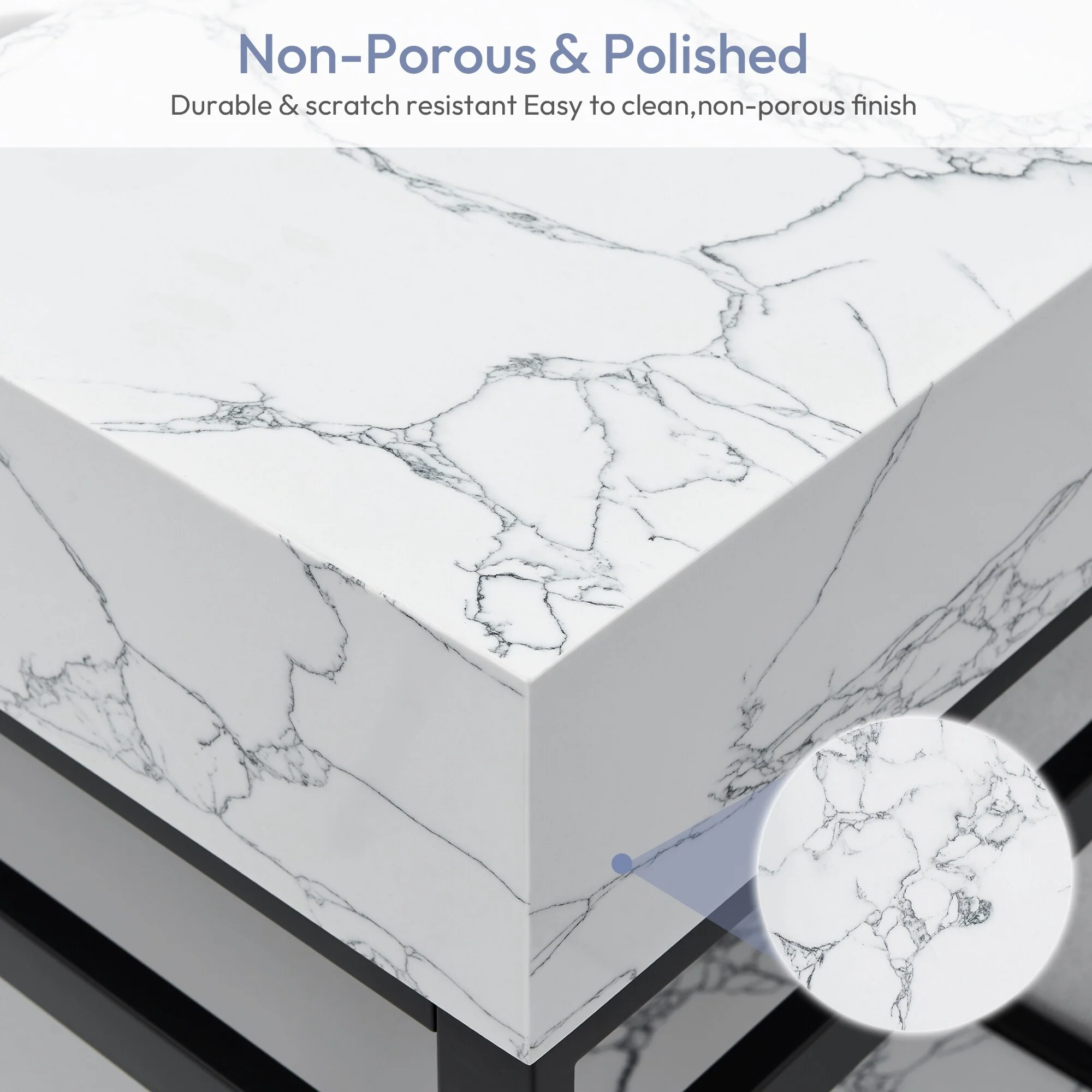 Ecija Bath Vanity, Metal Support with Composite Stone Top, no Mirror