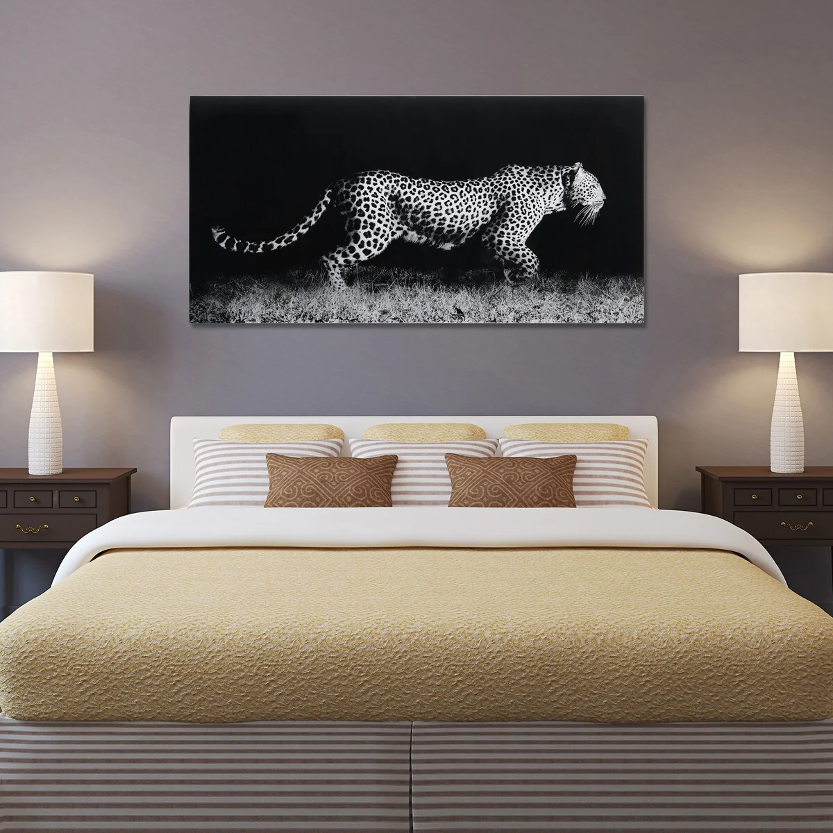 Leopard Wall Art Printed on Frameless Free Floating Tempered Glass