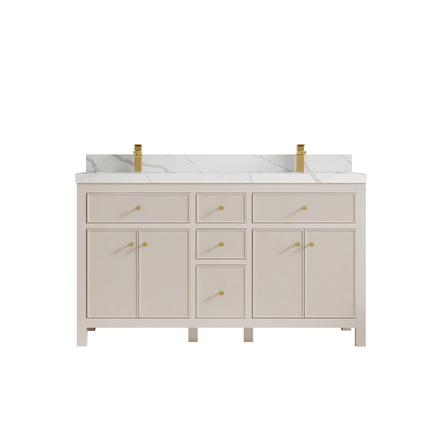 Willow Collections 60 in. W x 22 in D. Sonoma Free Standing Reeded Double Sink Bathroom Vanity with Countertop