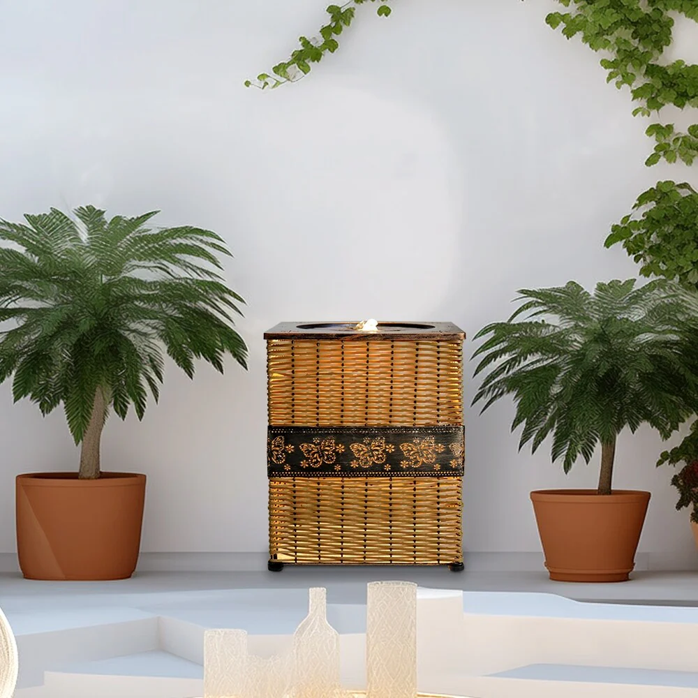 Indoor Rattan Water Fountain with LED Light for Home and Office Decor